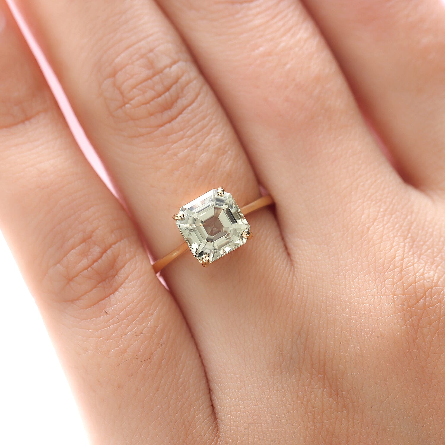 ILIANA 18K Yellow Gold AAA Turkizite (Asscher Cut) Solitaire Ring 3.00 Ct.