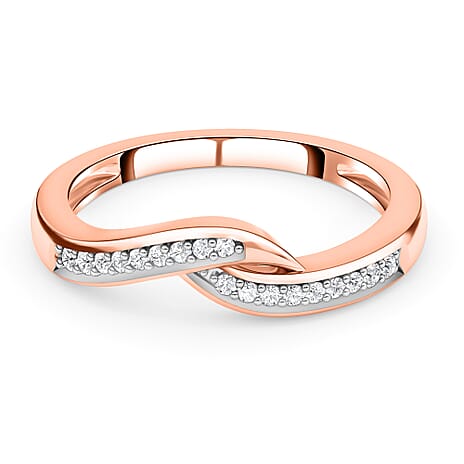Diamond Ring in 18K Vermeil Rose Gold Plated Sterling Silver 0.102 Ct