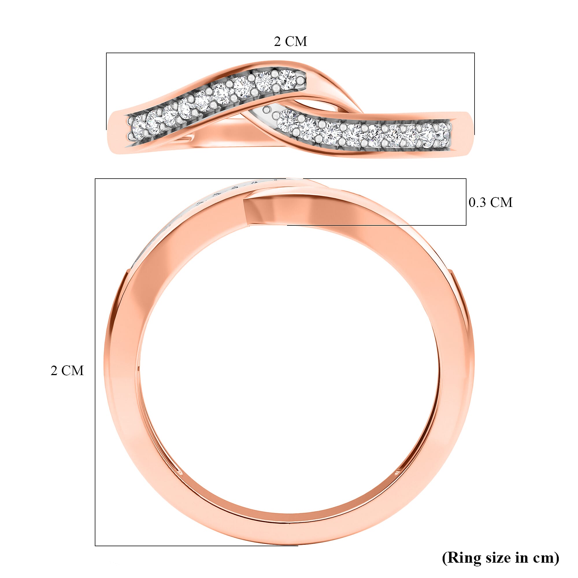 Diamond Ring in Sterling Silver 0.12 Ct.