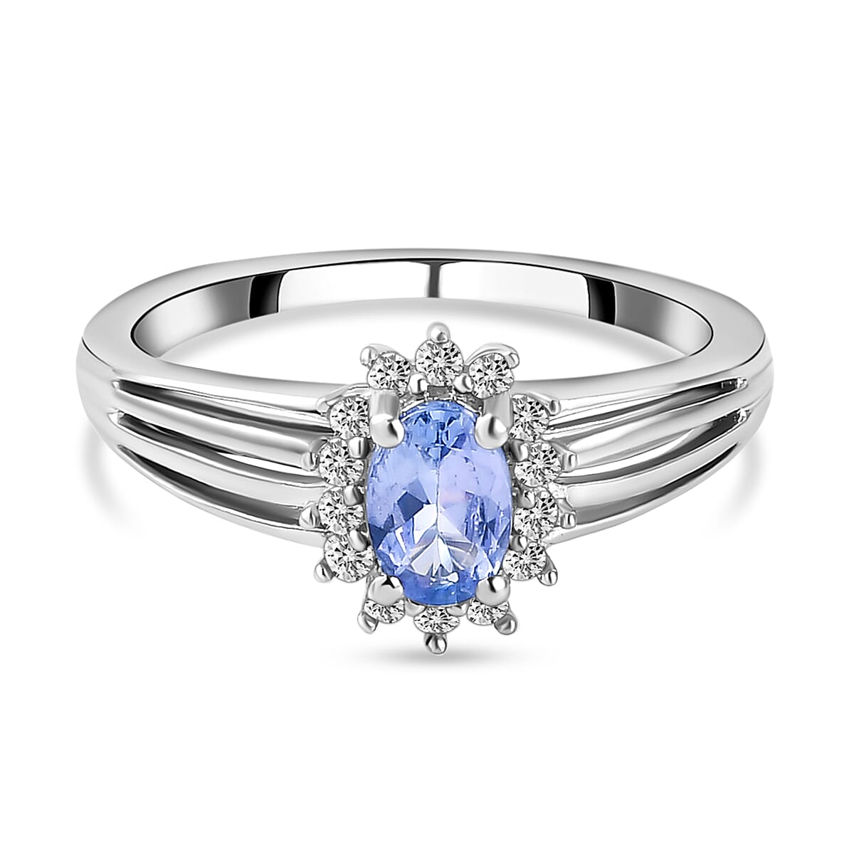 Premium Tanzanite and Natural Cambodian Zircon Ring in Sterling Silver