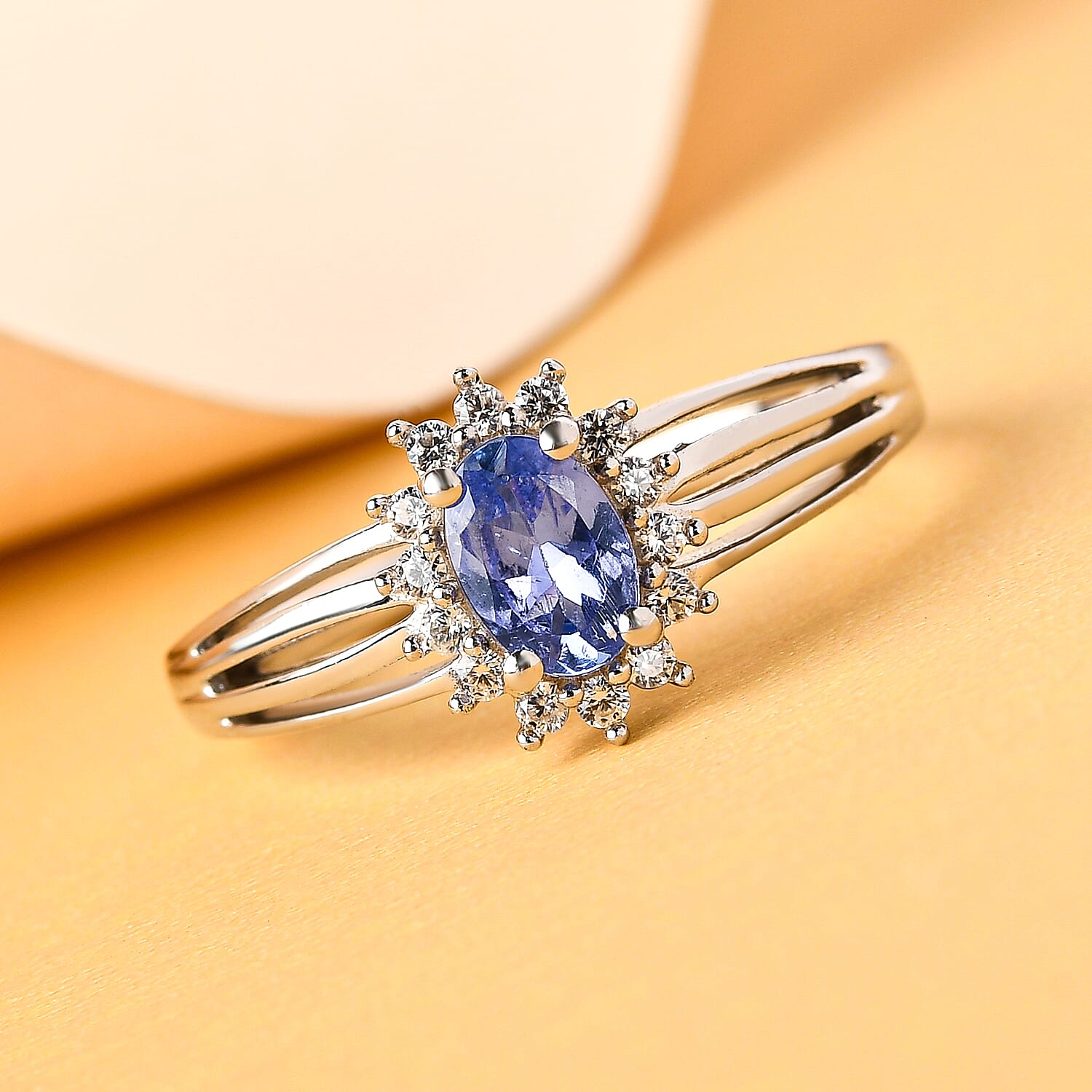 Premium Tanzanite and Natural Cambodian Zircon Ring in Sterling Silver