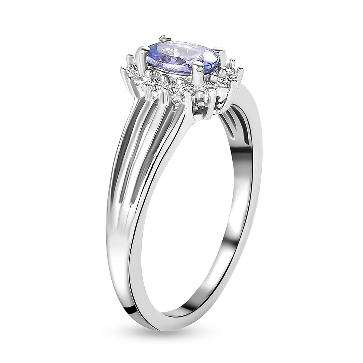 Premium Tanzanite and Natural Cambodian Zircon Ring in Sterling Silver