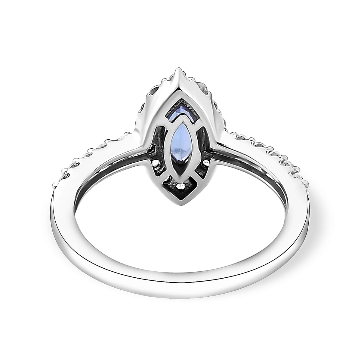 Tanzanite and Natural Zircon Ring in Platinum Overlay Sterling Silver 1.13 Ct.