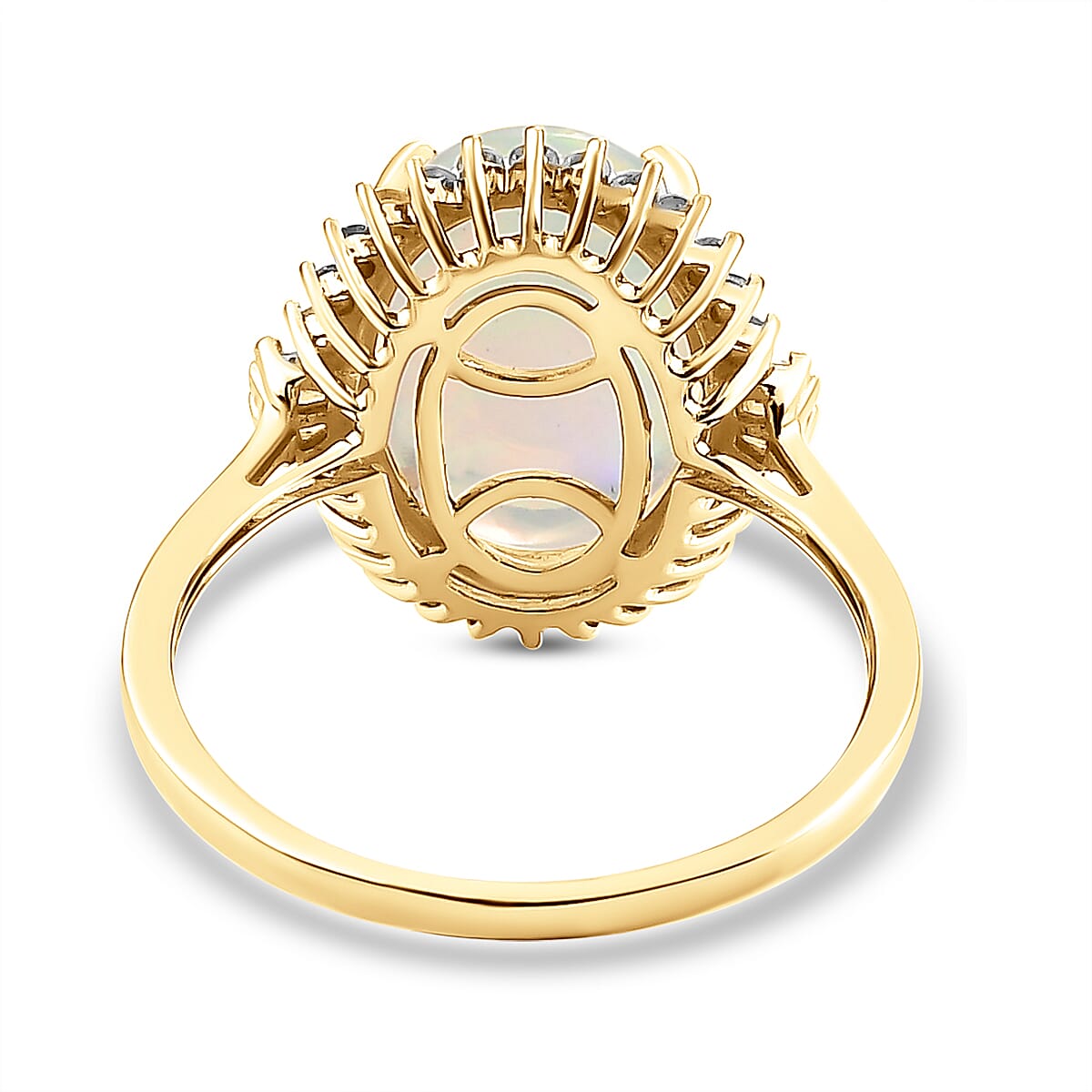 9K Yellow Gold AAA Ethiopian Welo Opal and Diamond Ring 4.20 Ct.