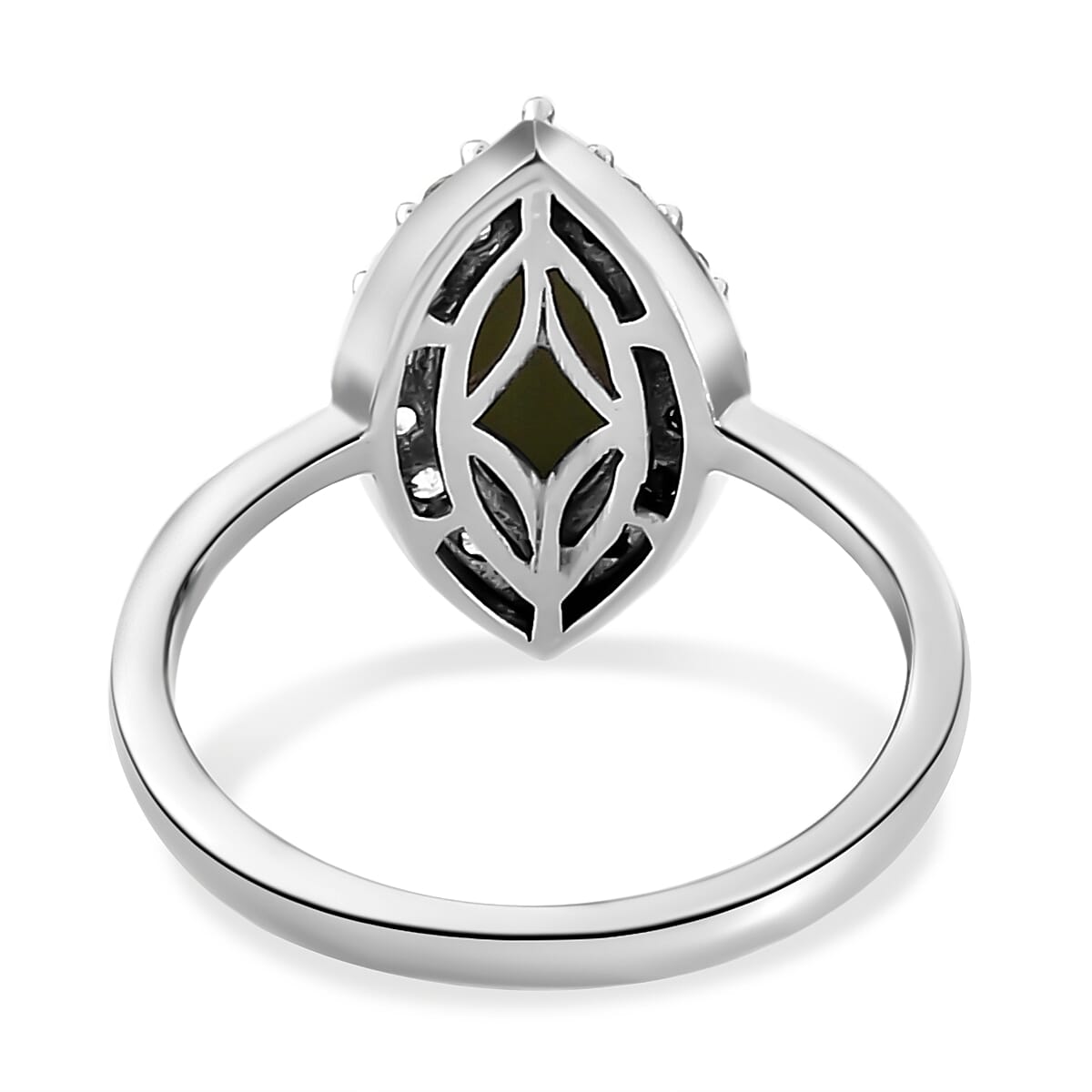 Australian Boulder Opal Triplet and Natural Cambodian Zircon Ring in Platinum Overlay  Sterling Silver 1.60 Ct.