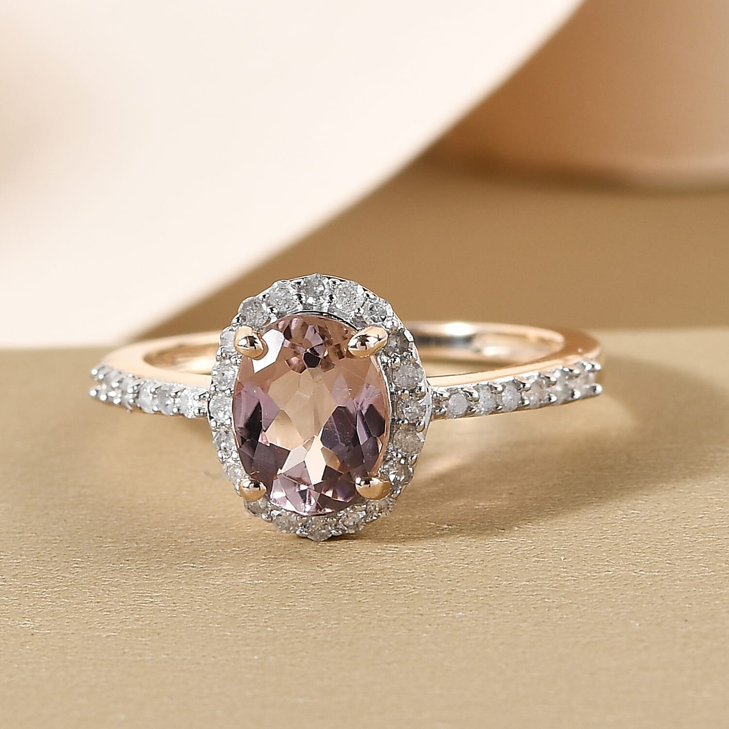 9K Yellow Gold Tourmaline and Diamond Ring 1.41 Ct.