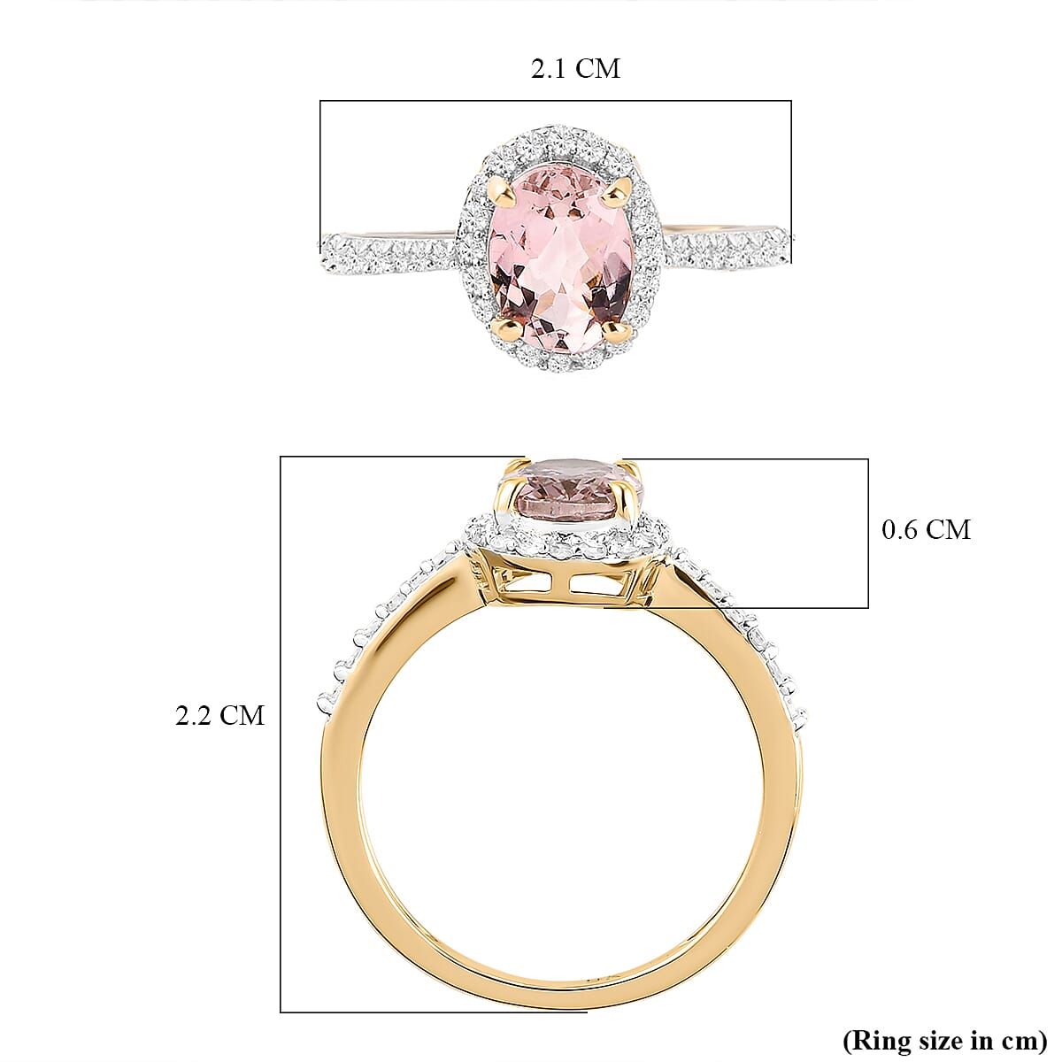 9K Yellow Gold Tourmaline and Diamond Ring 1.41 Ct.