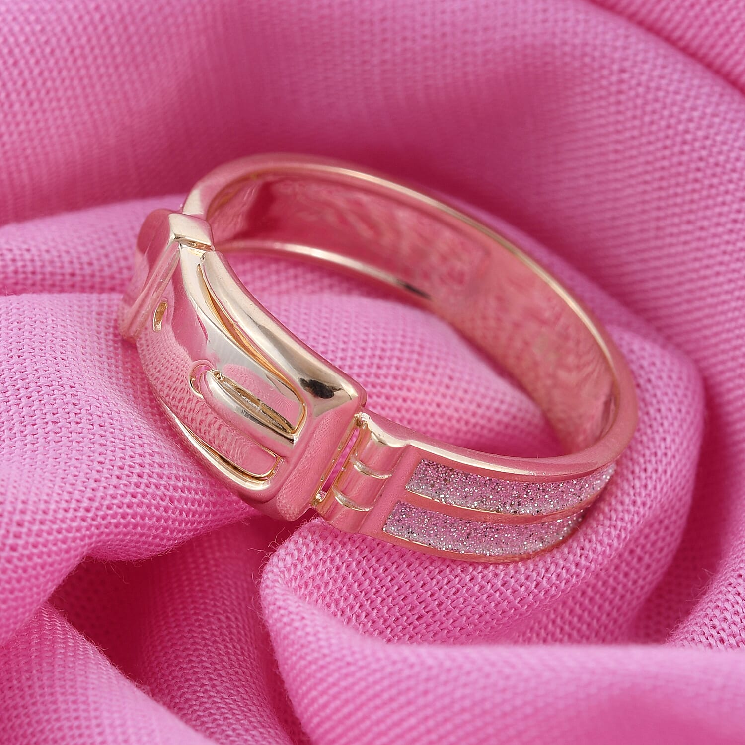 Royal Bali Collection - 9K Yellow Gold Diamond Cut Buckle Ring