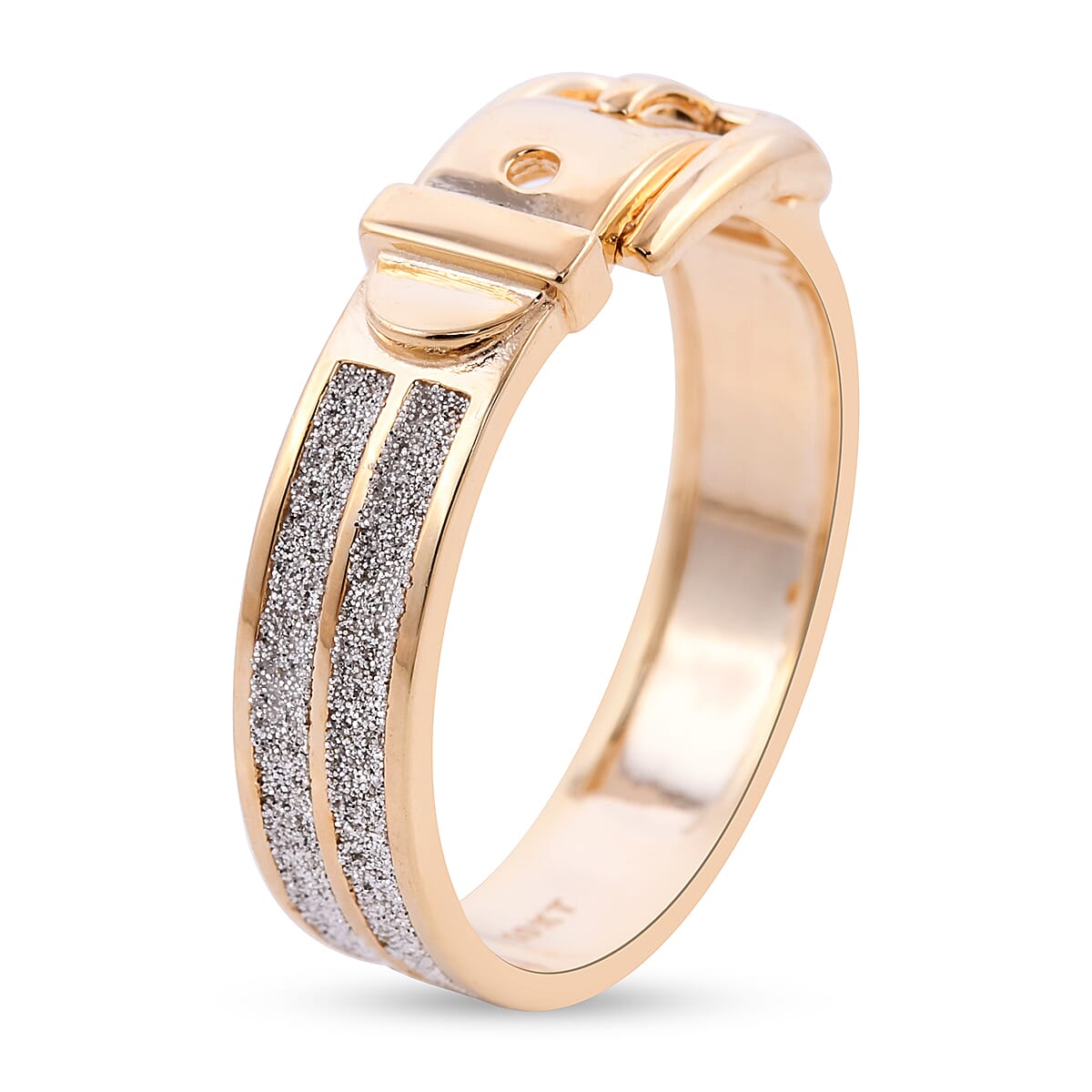 Royal Bali Collection - 9K Yellow Gold Diamond Cut Buckle Ring