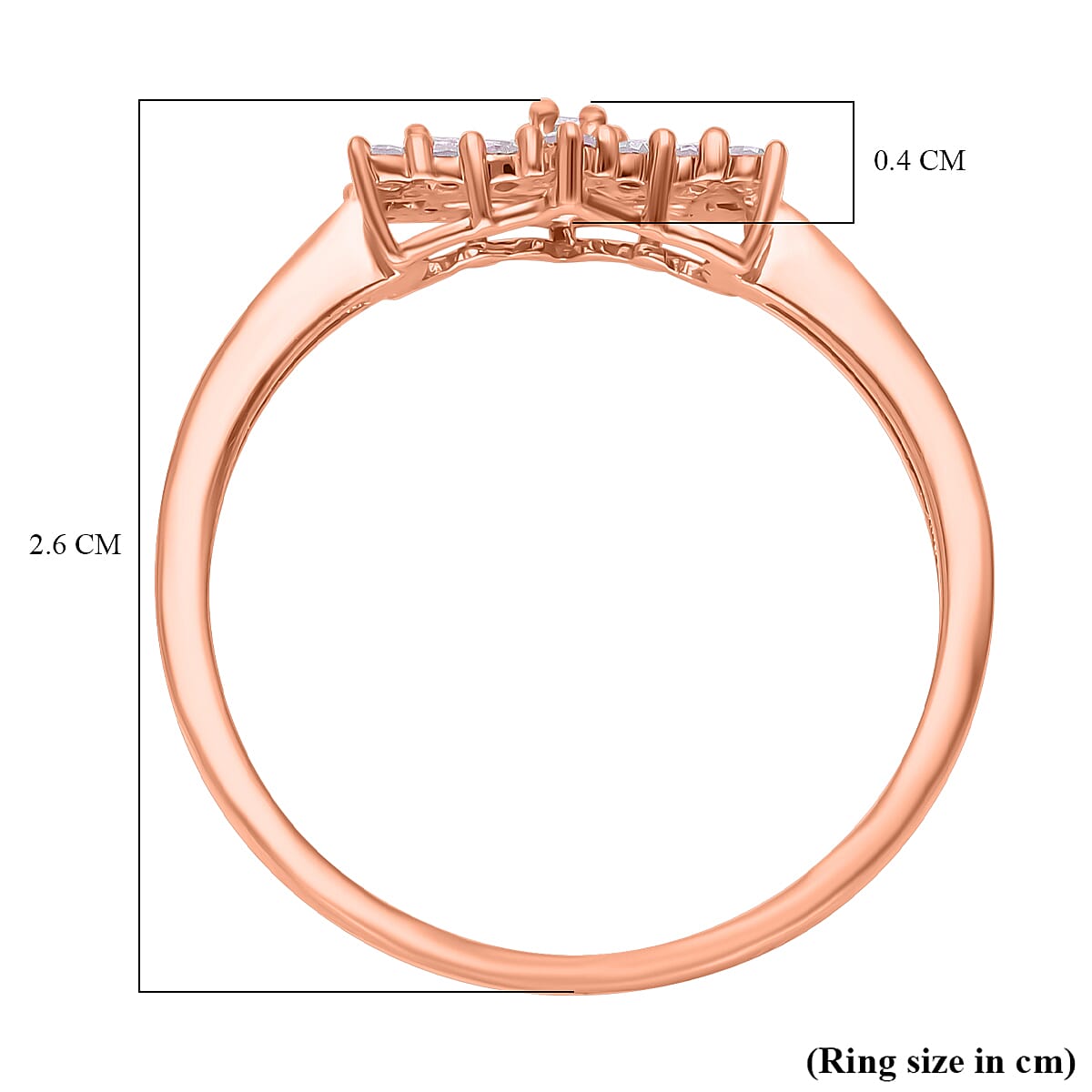 9K Rose Gold Natural Pink Diamond Boat Ring 0.33 Ct.