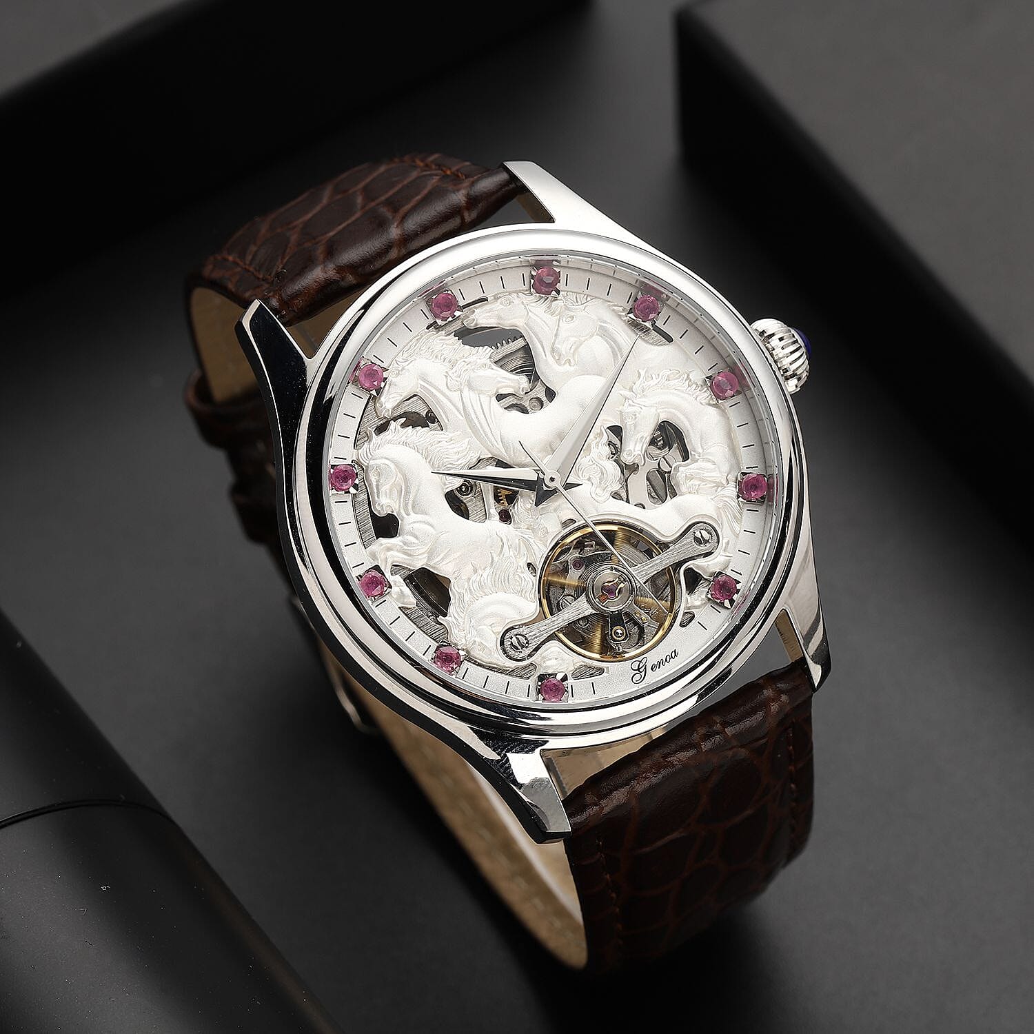 Genoa clearance skeleton watch