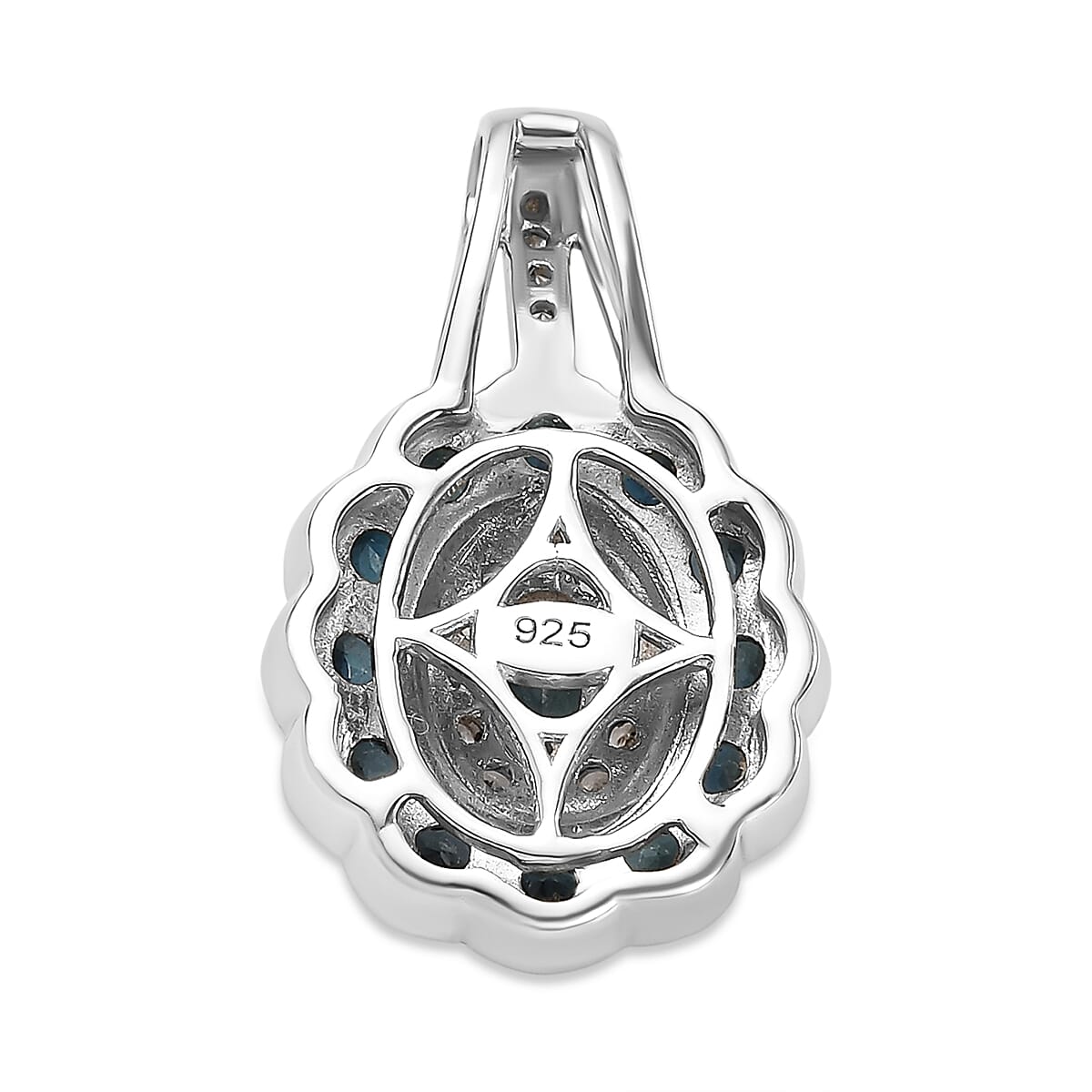 Natural Mutuca Indicolite and Natural Cambodian Zircon Pendant in Platinum Overlay Sterling Silver 1.23 Ct.
