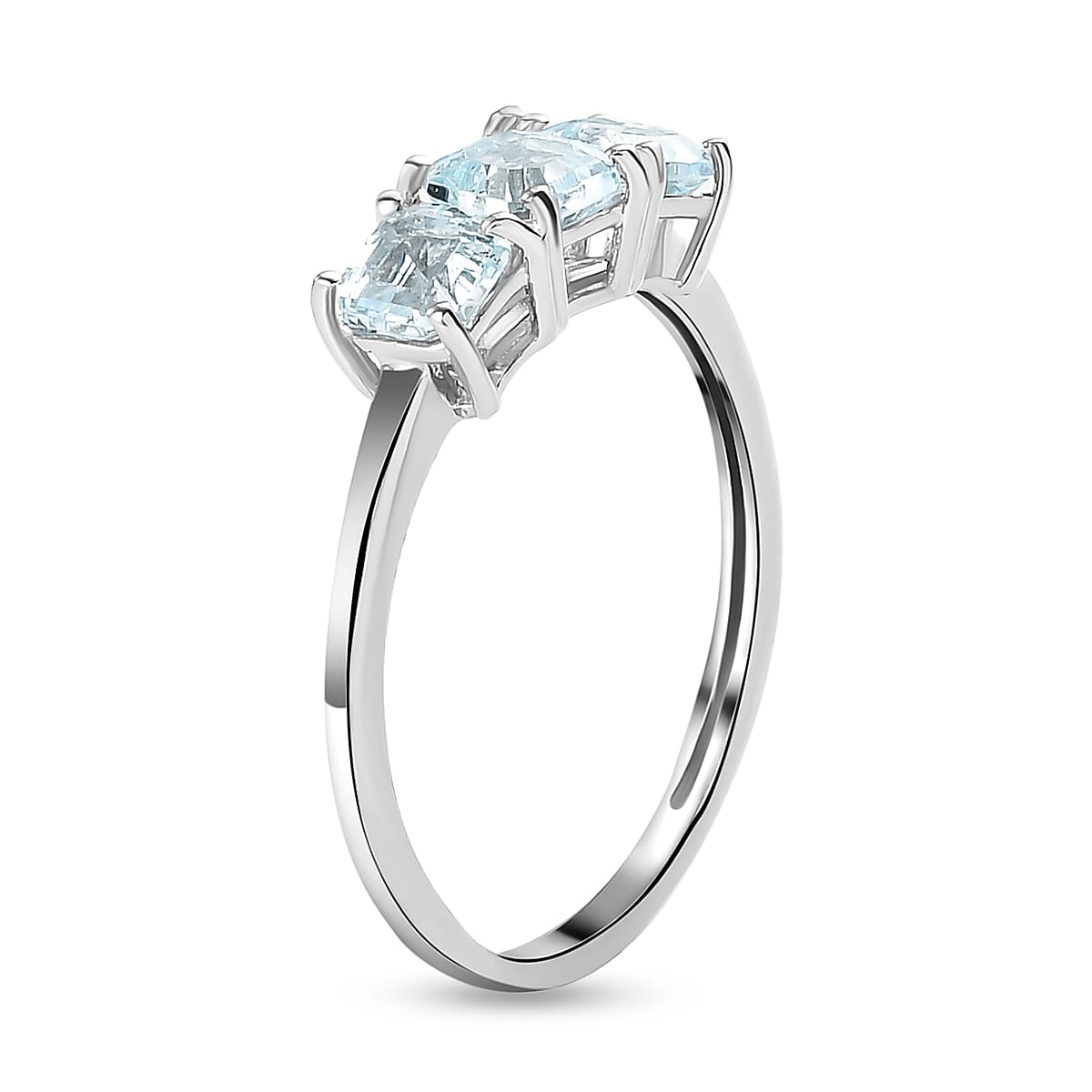 Espirito Santo Aquamarine (Asscher Cut) Trilogy Ring in Sterling Silver 1.00 Ct.