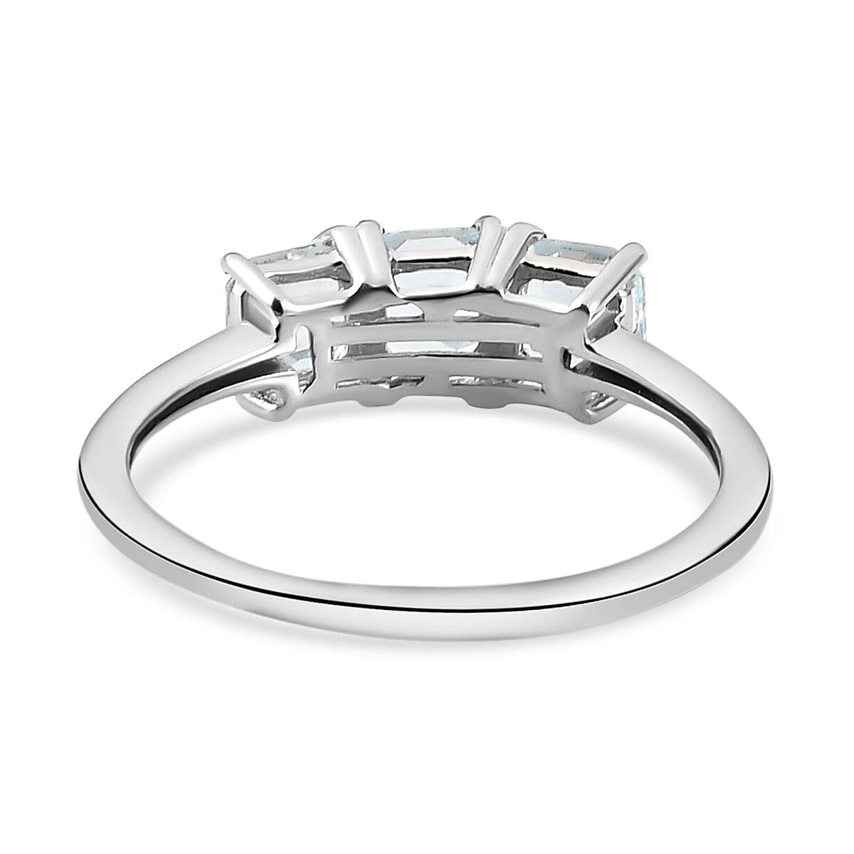 Espirito Santo Aquamarine (Asscher Cut) Trilogy Ring in Sterling Silver 1.00 Ct.