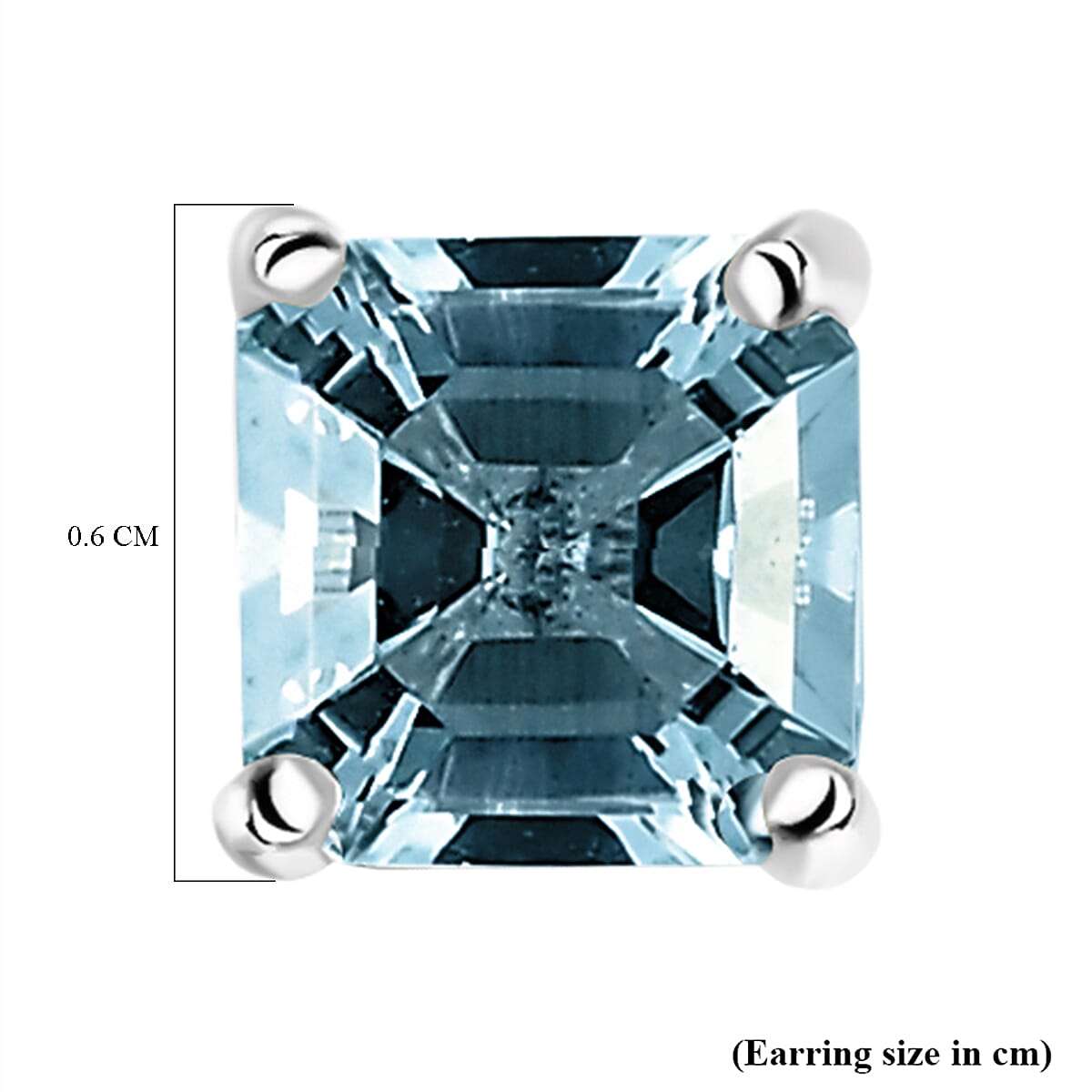 Santa Teresa Aquamarine (Asscher Cut) Stud Earrings (with Push Back) in Platinum Overlay Sterling Silver 1.21 Ct.