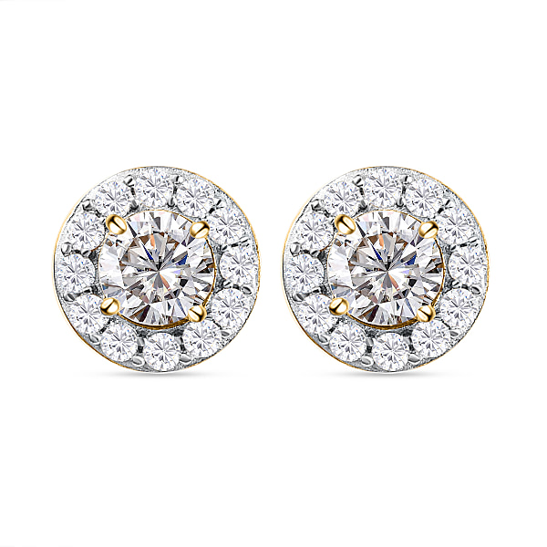 Moissanite Stud Earrings in 14K Gold Plated Sterling Silver 1.00 Ct ...