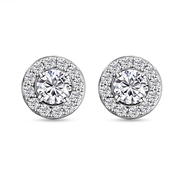 Moissanite Stud Earrings in Platinum Plated Sterling Silver 1.00 Ct. 8836036 TJC