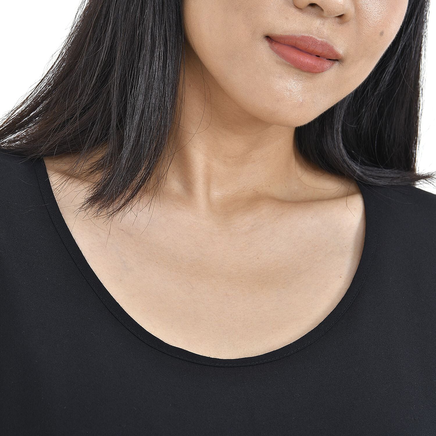 Close Out Deal - Viscose Leaf Print Long Dress - Black