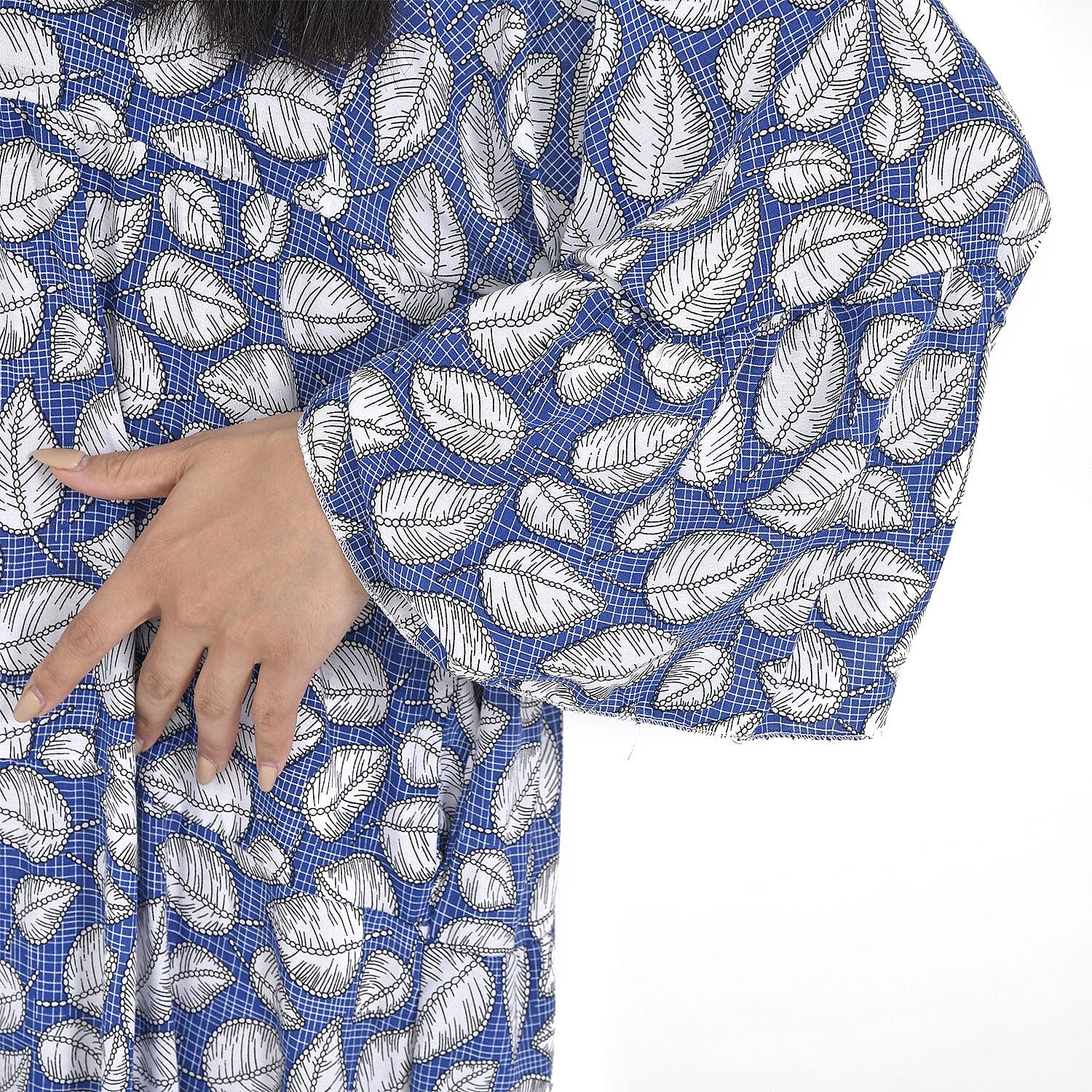 Close Out Deal - 100% Floral Pattern Long Dress (Size 12-22) -Navy