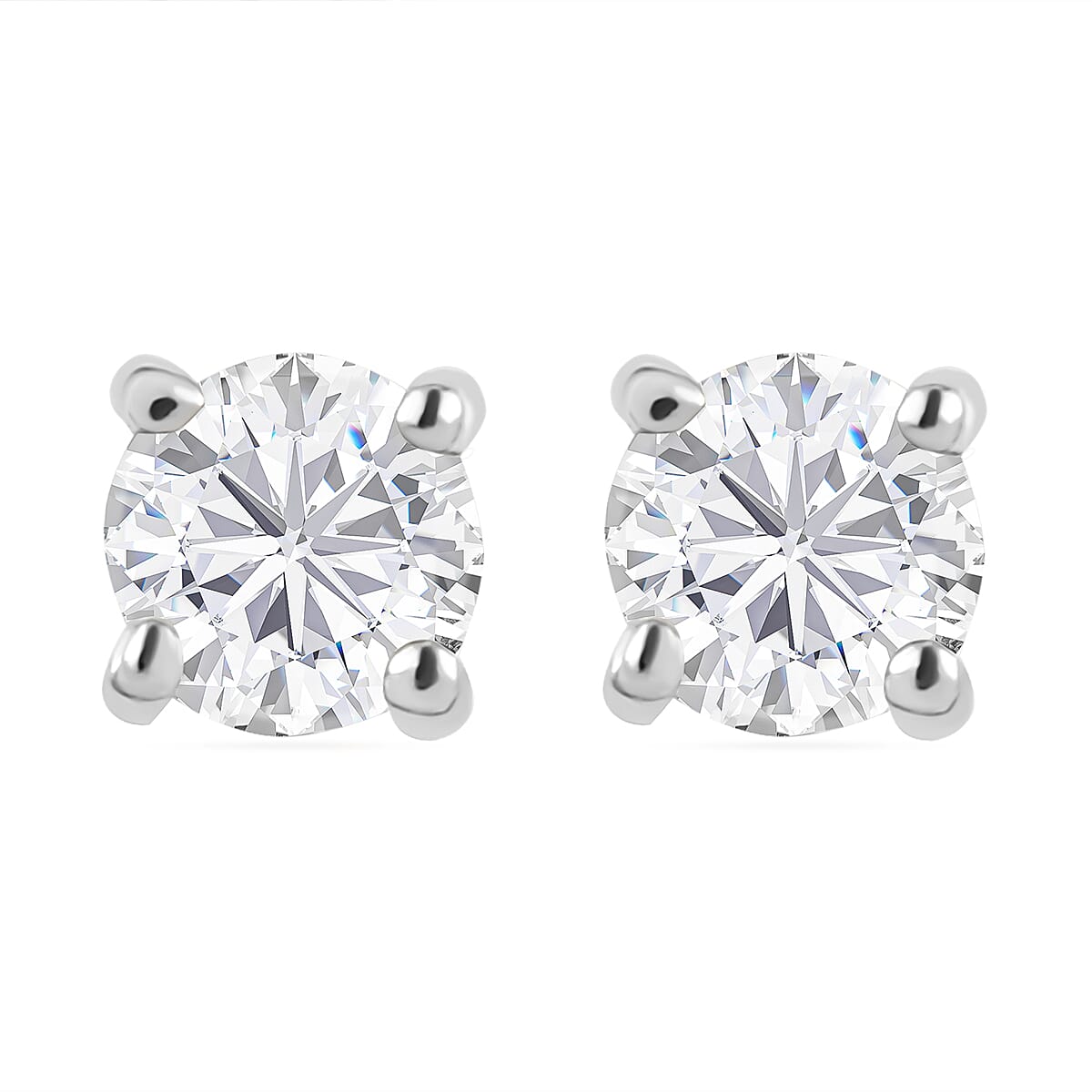 9K White Gold Moissanite Stud Earrings (With Push Back)