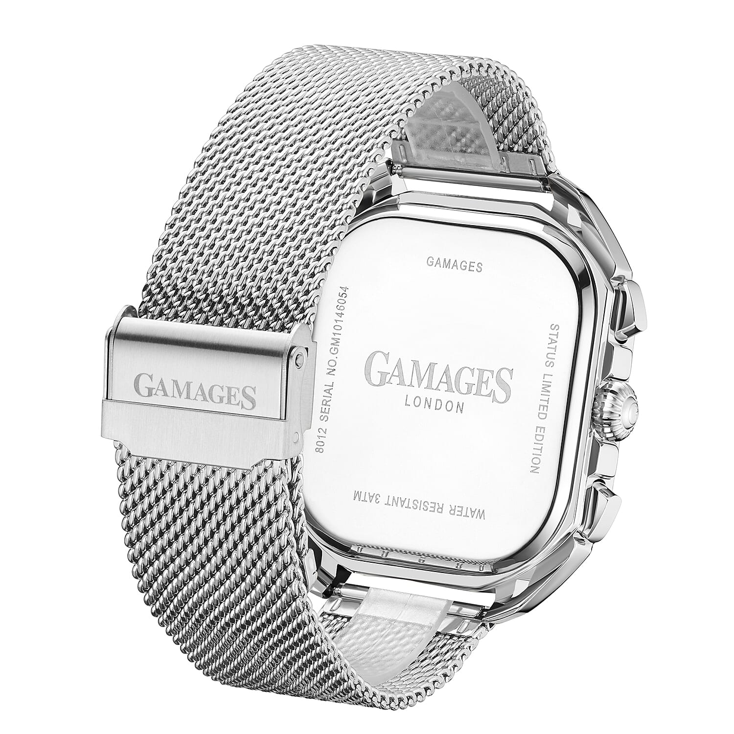 Gamages Of London Status Automatic Movement Black Dial Water Resistant Watch with Silver Mesh Bracelet
