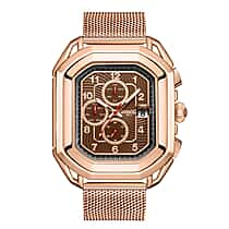 Gamages Of London Status Automatic Movement Brown Dial Water Resistant Watch with Rose Gold Colour Mesh Bracelet