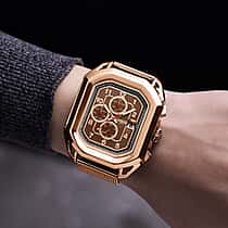 Gamages Of London Status Automatic Movement Brown Dial Water Resistant Watch with Rose Gold Colour Mesh Bracelet