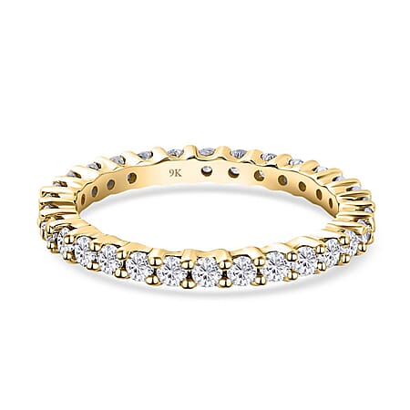 Moissanite Full Eternity Wedding Band Ring in 9K Yellow Gold