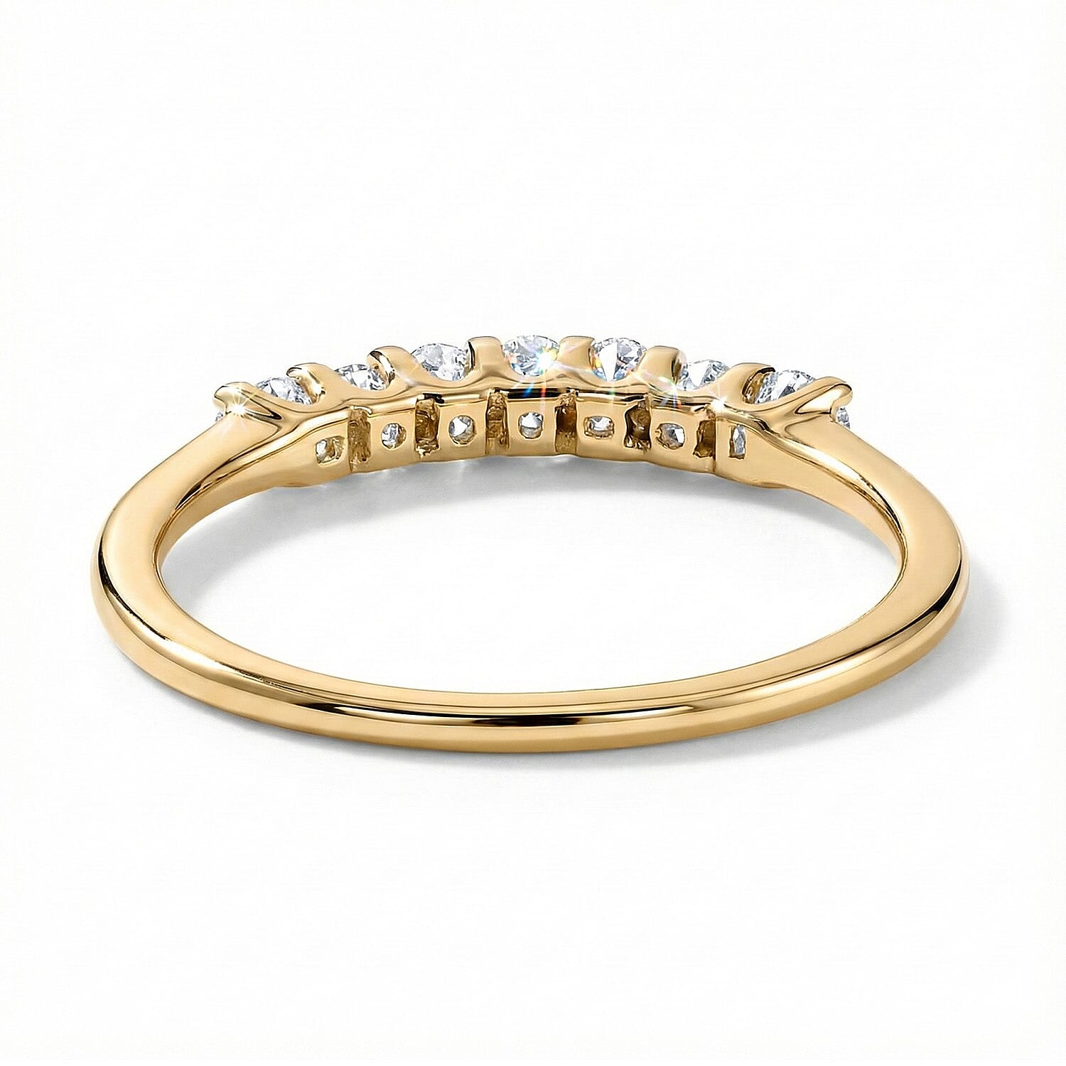 Moissanite 7 Stone Wedding Band Ring in 9K Gold