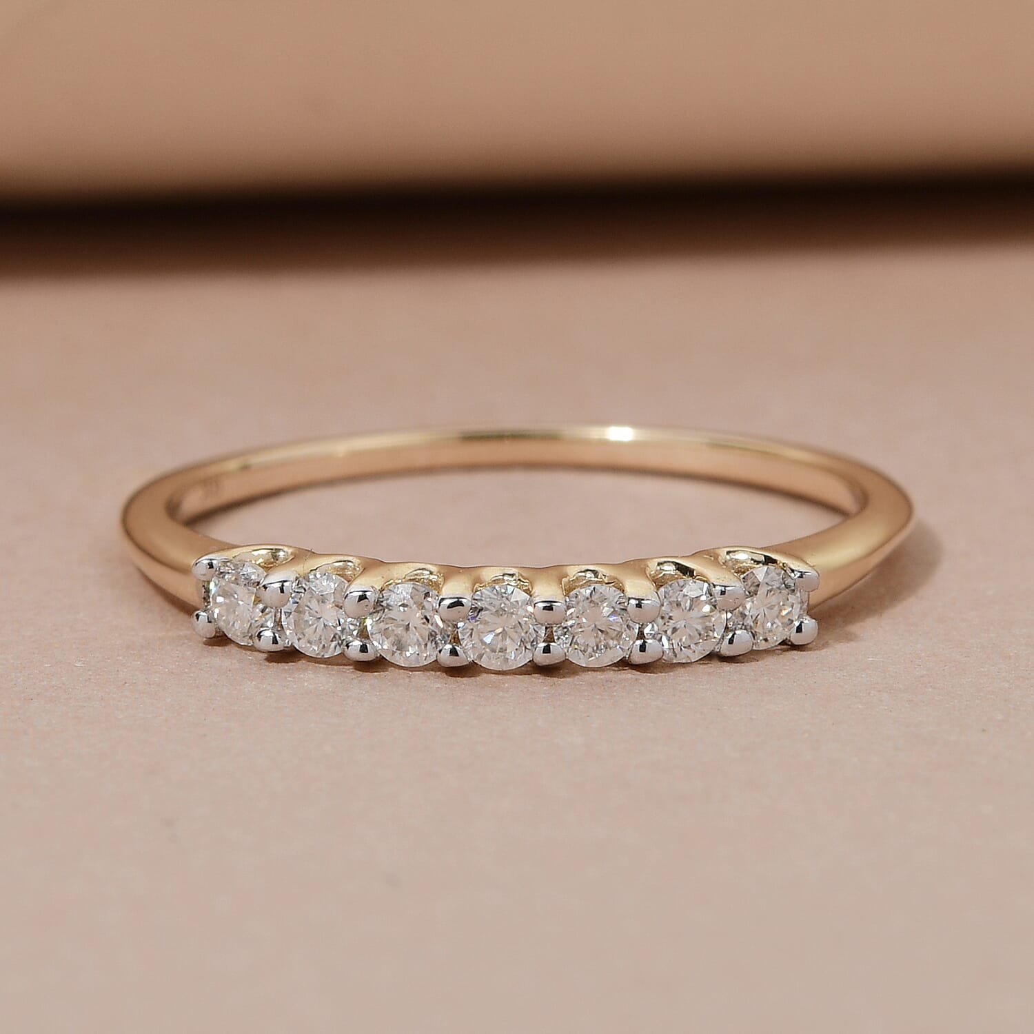 Moissanite 7 Stone Wedding Band Ring in 9K Gold