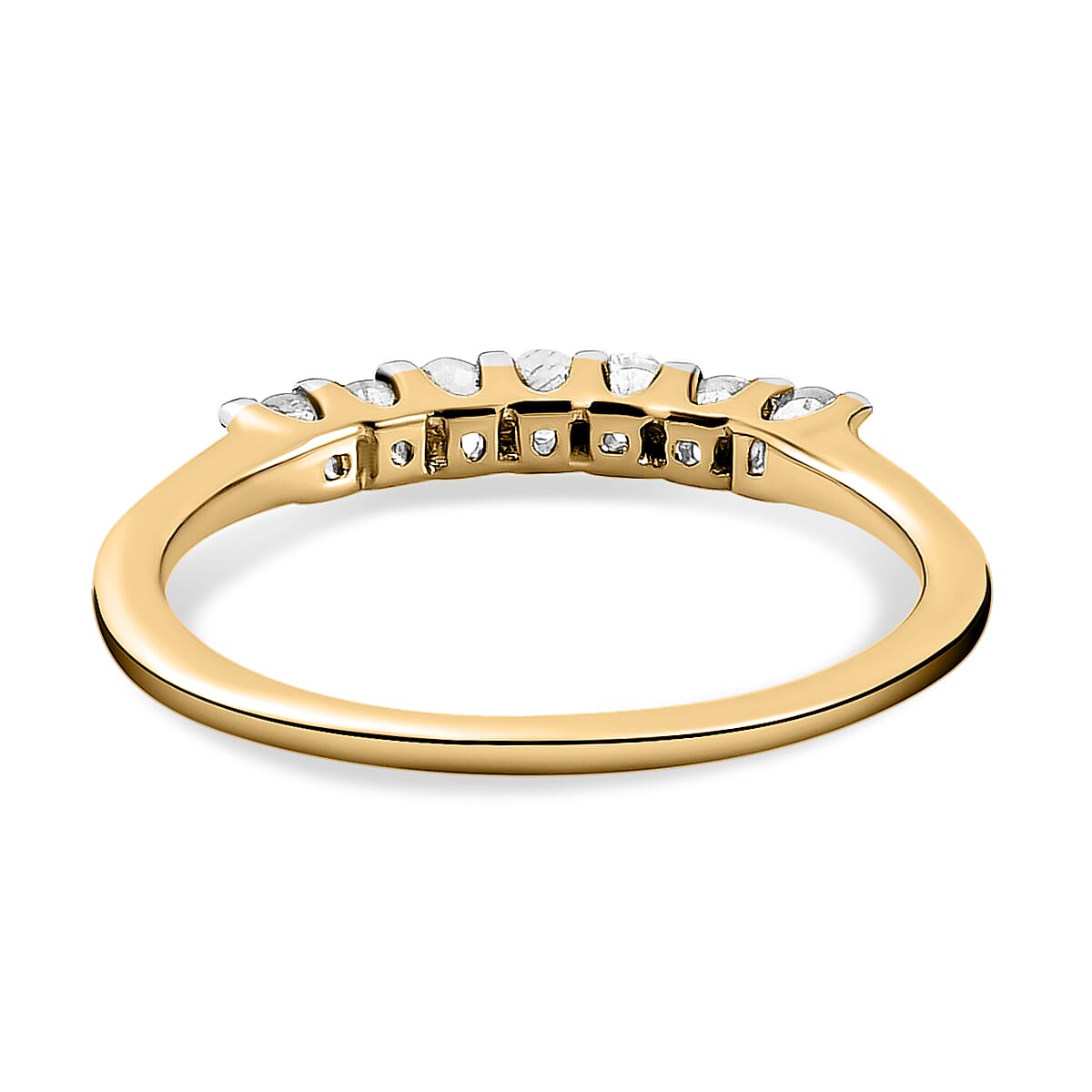 Moissanite 7 Stone Wedding Band Ring in 9K Gold