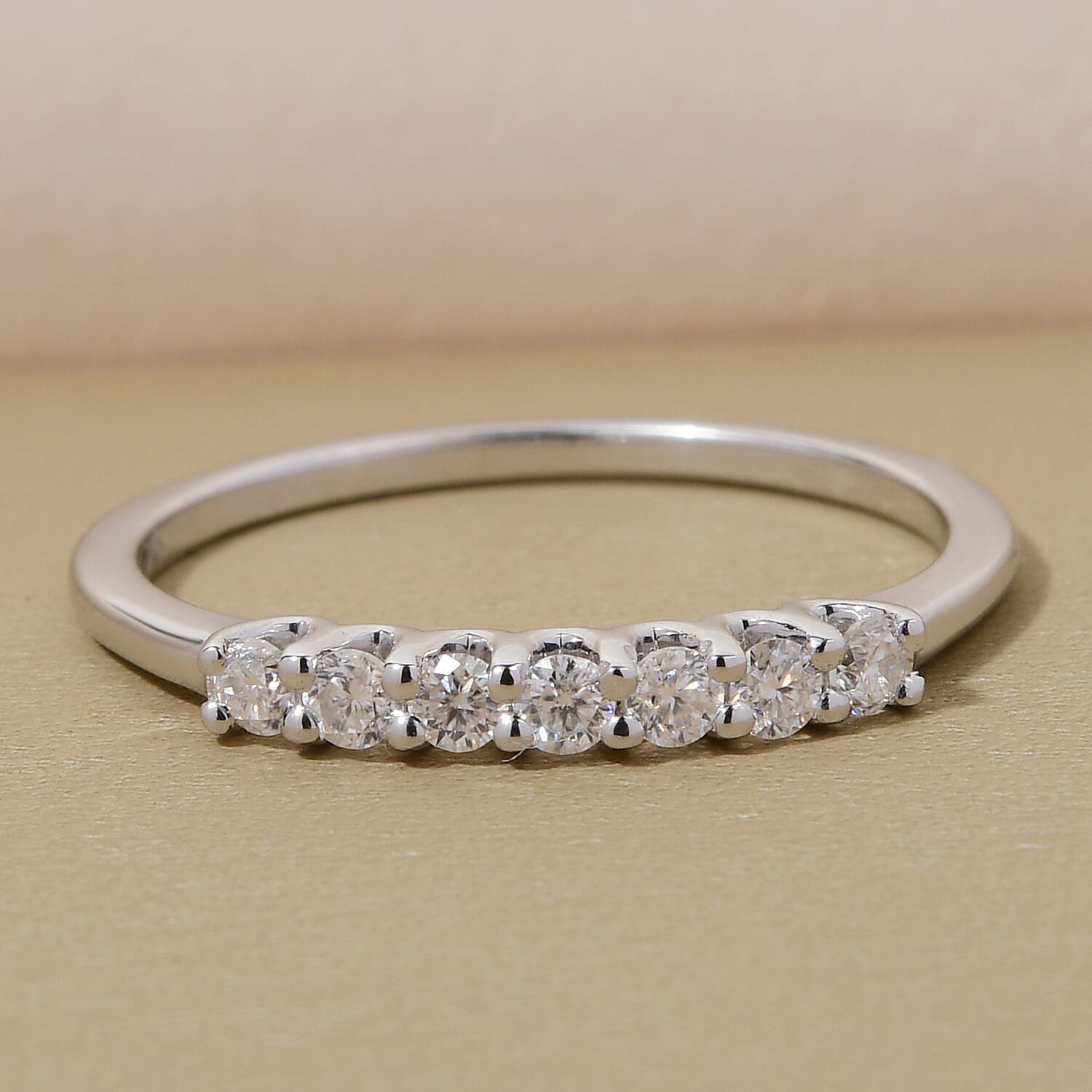 9K White Gold Moissanite 7 Stone Ring