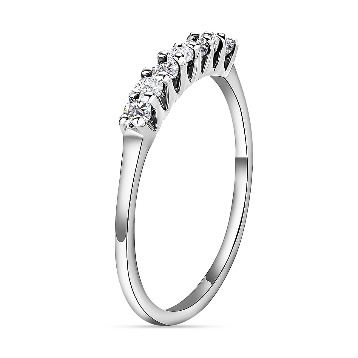 9K White Gold Moissanite 7 Stone Ring