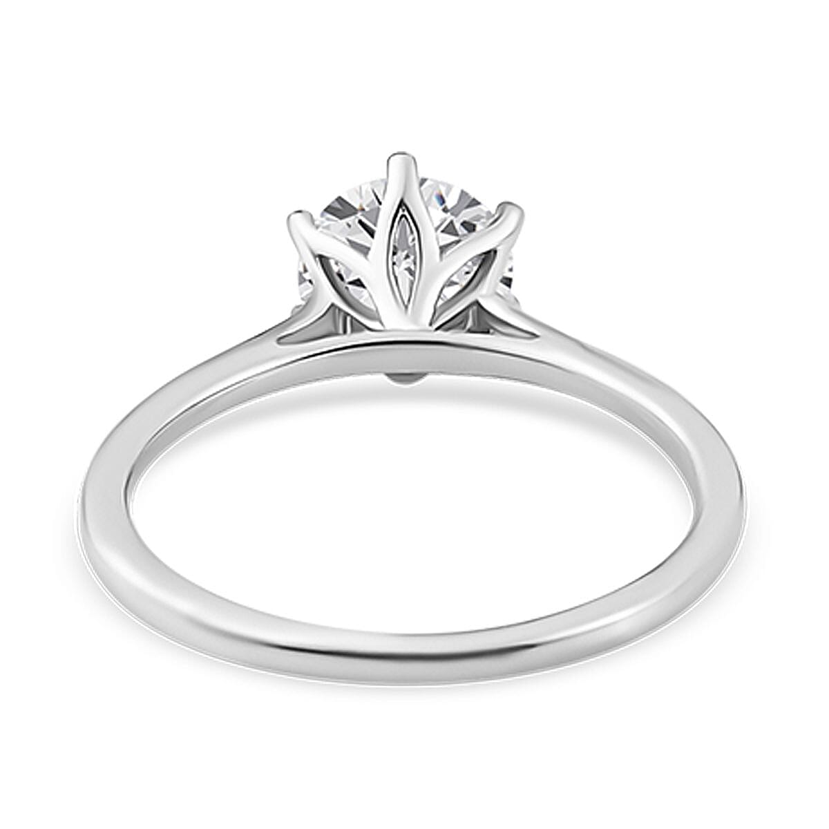 Moissanite Solitaire Ring in Platinum & Rhodium Overlay Sterling Silver