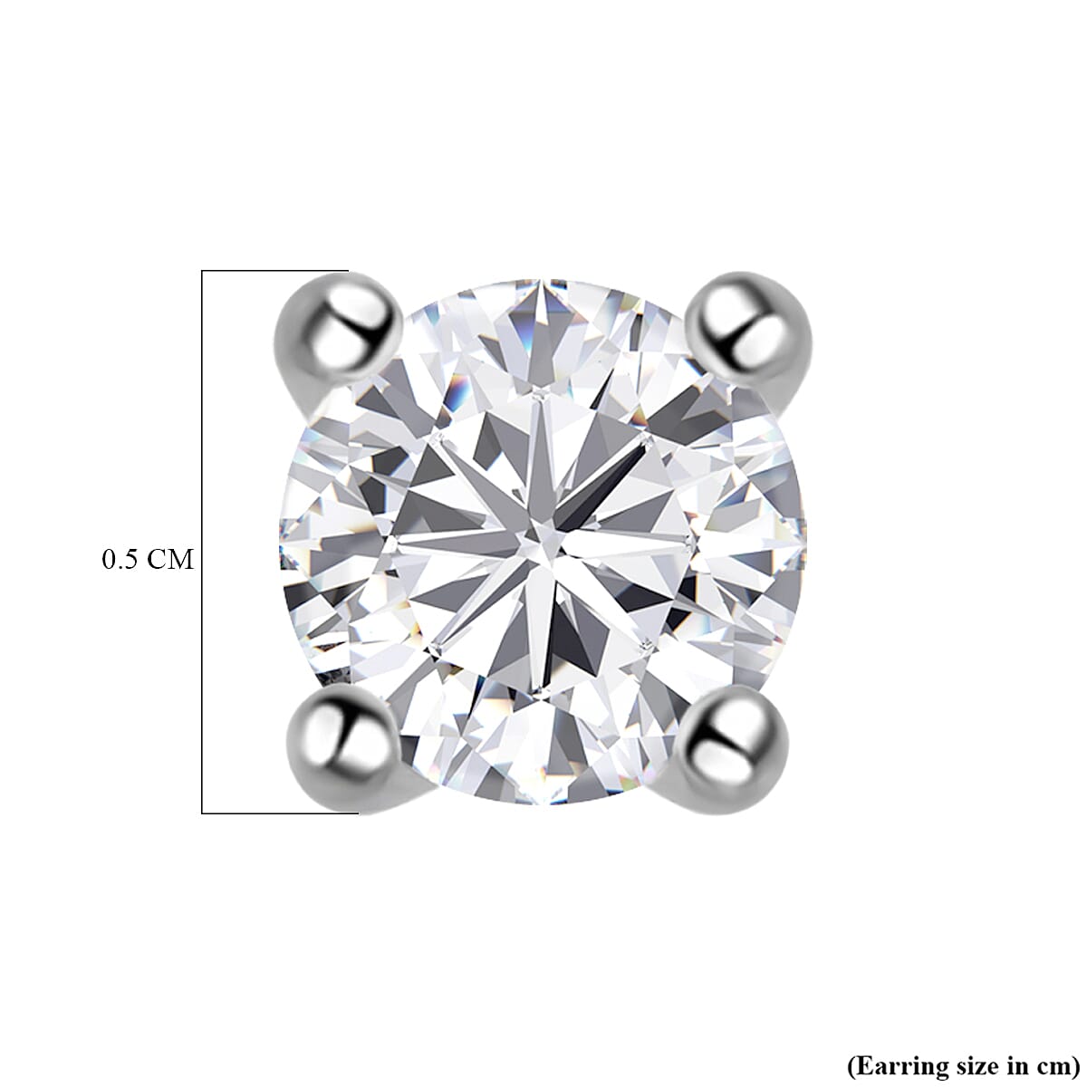 Moissanite Stud Earrings with Push Back in Platinum Overlay Sterling Silver