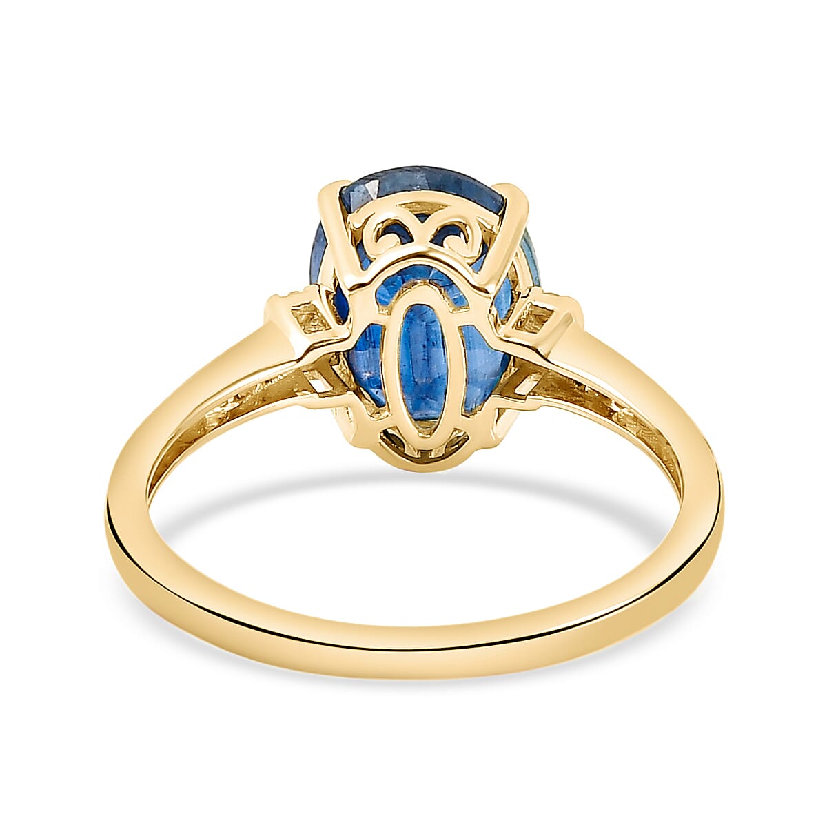 9K Yellow Gold Premium Natural Kashmir Kyanite and Diamond Ring 3.40 Ct.