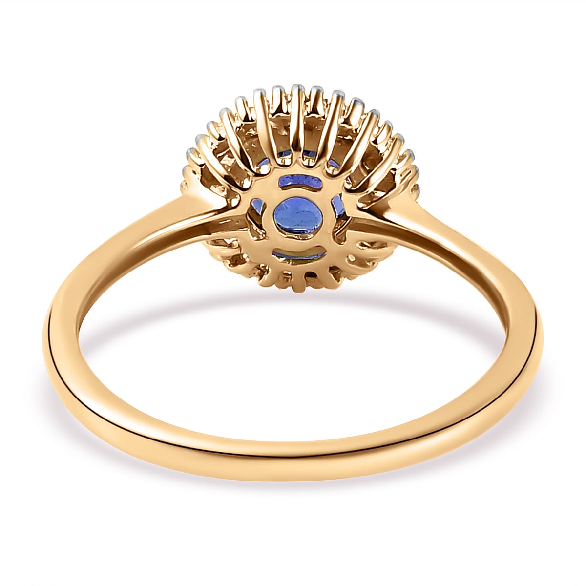 9K Yellow Gold Premium Tanzanite and Diamond Ring 1.11 Ct.