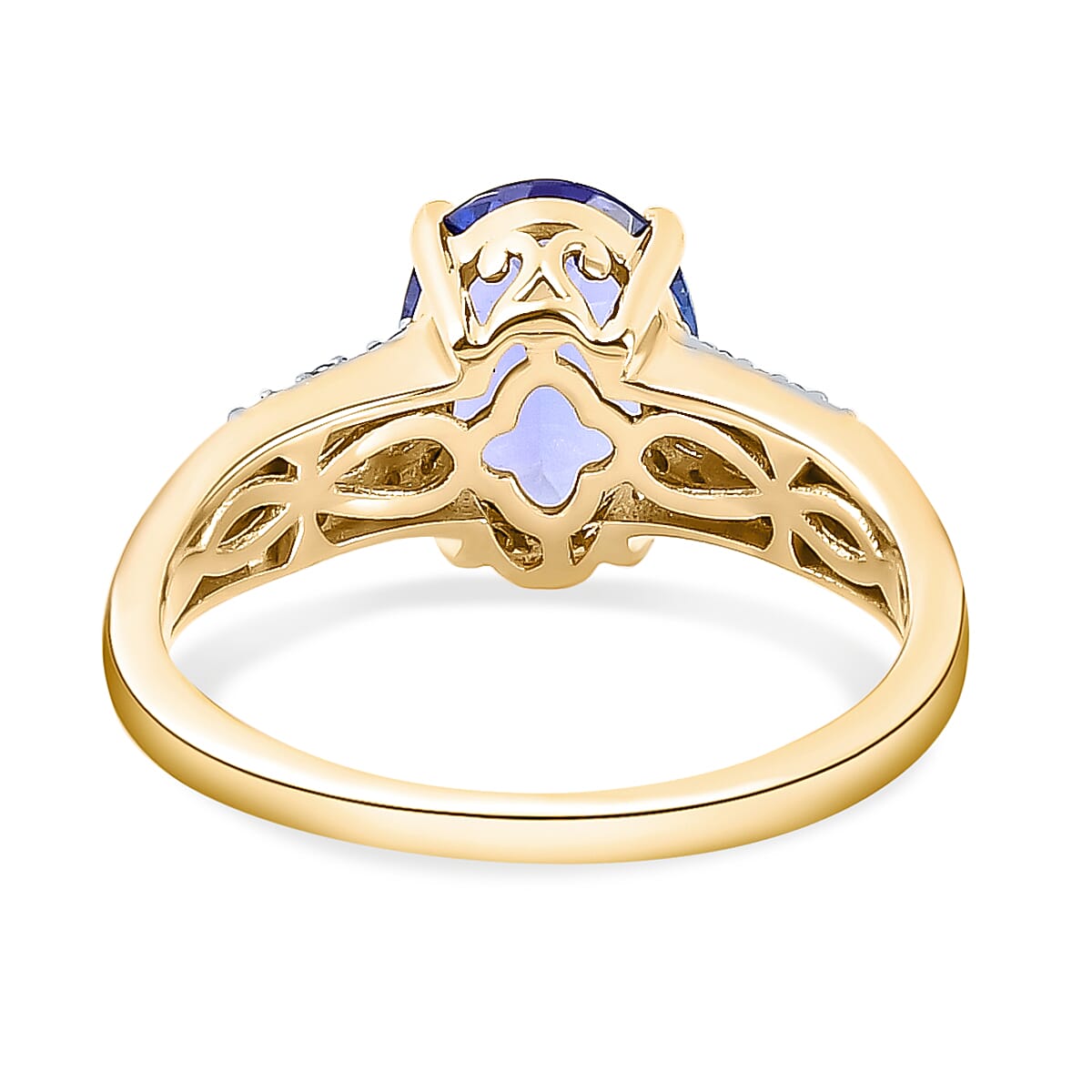 9K Yellow Gold AAA Tanzanite and Diamond Ring 2.05 Ct.