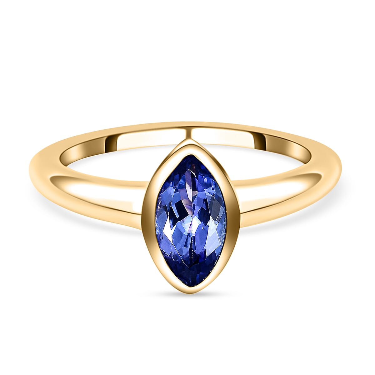 Rachel Galley- Tanzanite Solitaire Ring in Vermeil Yellow Gold Overlay Sterling Silver