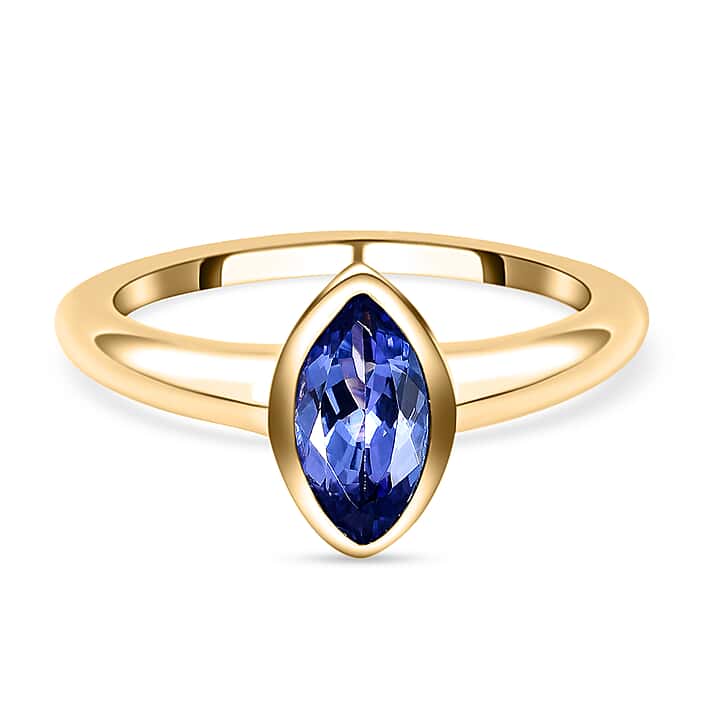 Rachel Galley- Tanzanite Solitaire Ring in Vermeil Yellow Gold Overlay Sterling Silver