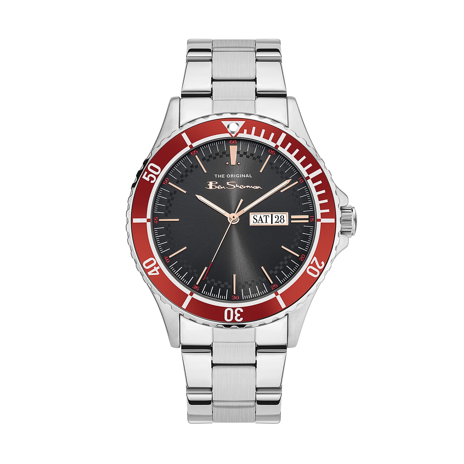 Ben Sherman Black Sunray Dial 3 ATM Water Resistant Watch with Silver Colour Chain Strap