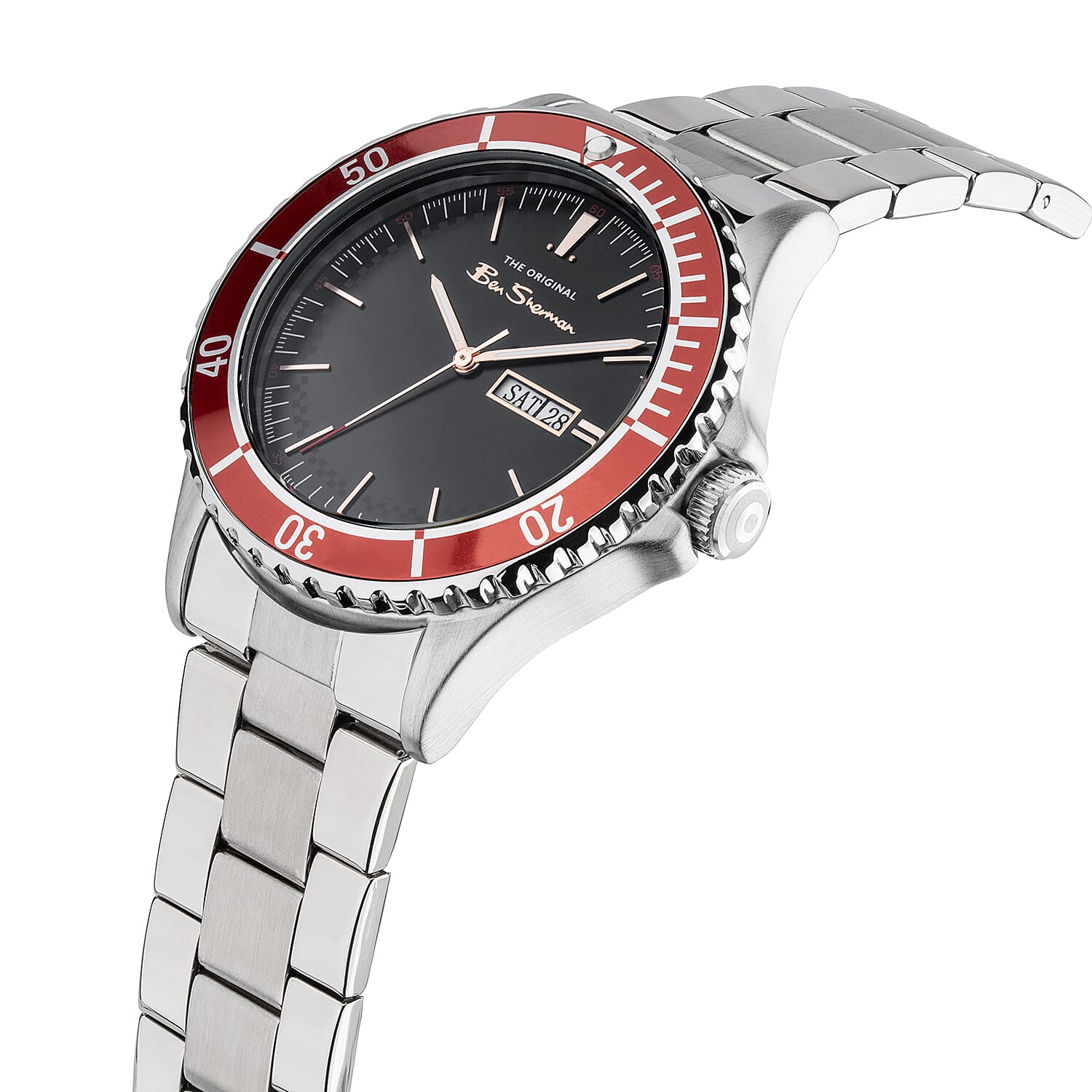 Ben Sherman Black Sunray Dial 3 ATM Water Resistant Watch with Silver Colour Chain Strap