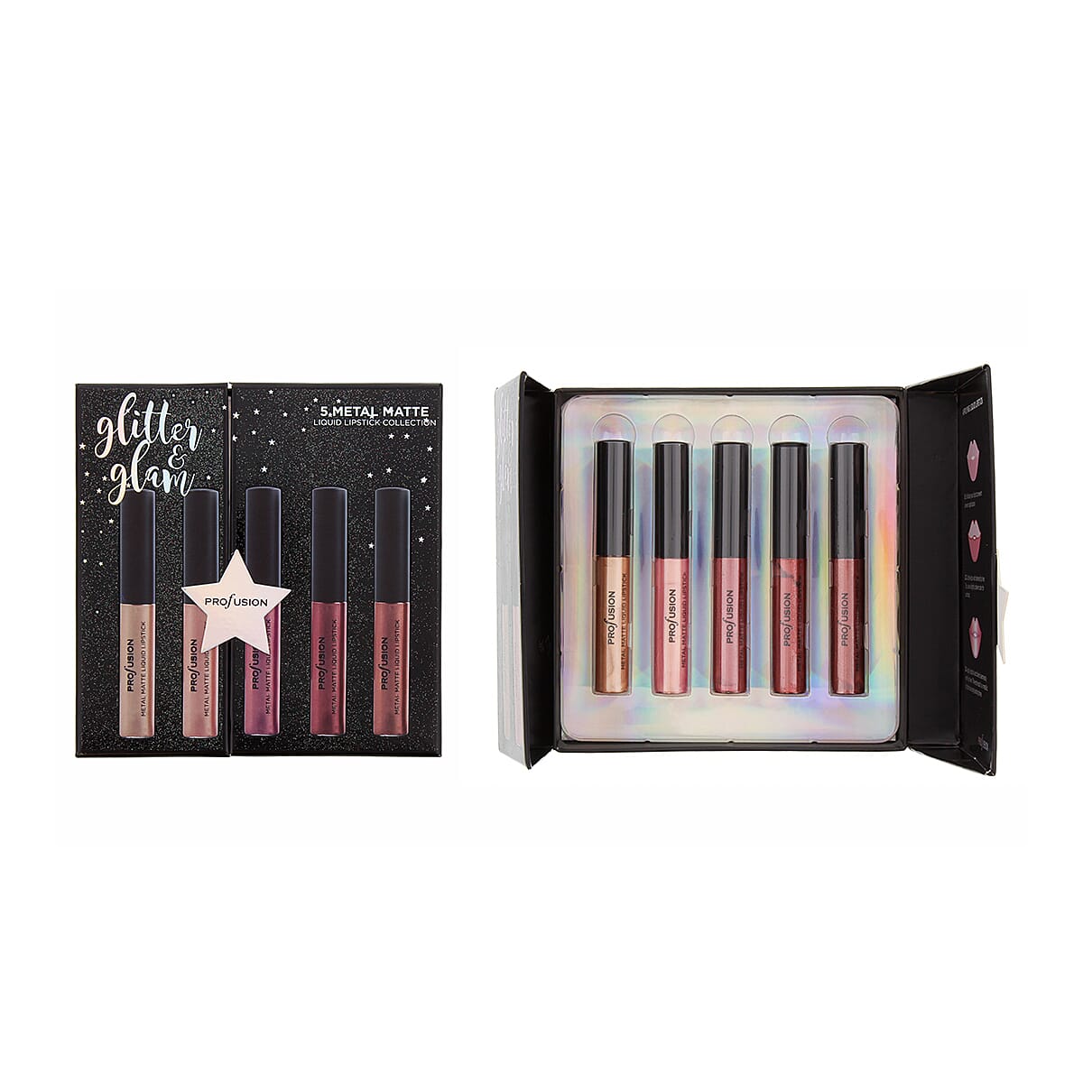 Profusion: Eyeshadow Palette - Sparkle & Liquid Lipsticks x 5 (With Pink Bag)