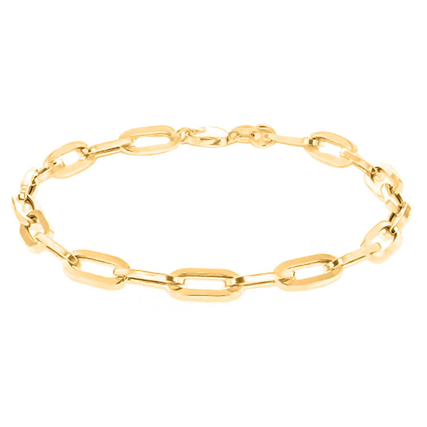 Hatton Garden Close Out - 9K Yellow Gold Paperclip Bracelet (Size - 7.5) With Lobster Clasp, Gold Wt. 3.59 Gms