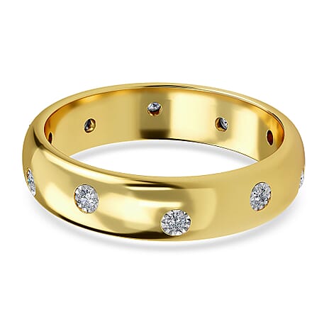 Diamond Flush Setting Ring in 14K Gold Overlay Sterling Silver