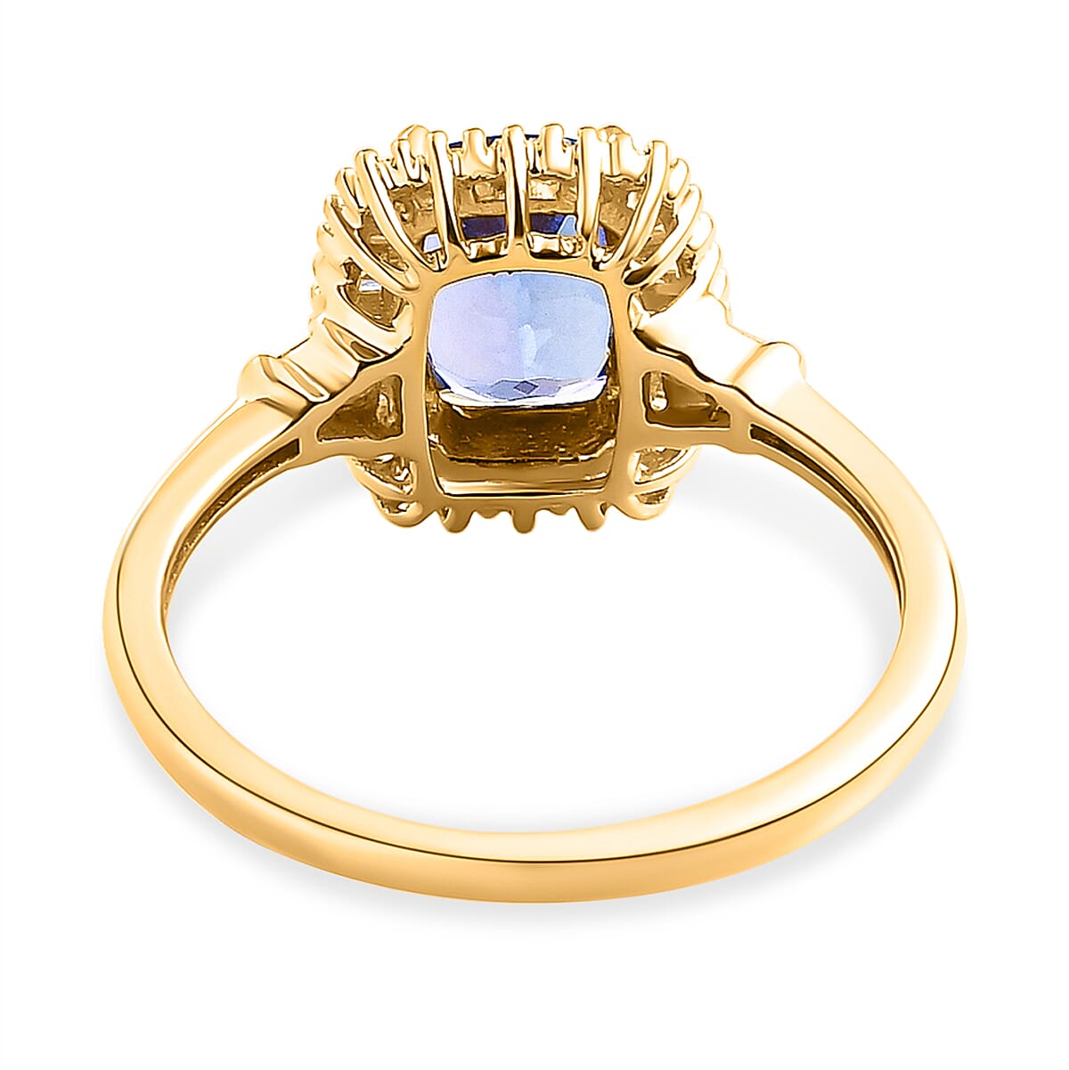 9K Yellow Gold Tanzanite and Diamond Halo Ring 1.49 Ct.
