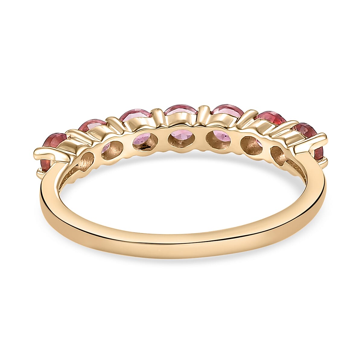 One Time Deal - 9K Yellow Gold Rubellite Half Eternity Ring One Time Deal - 9K Yellow Gold Rubellite Half Eternity Ring