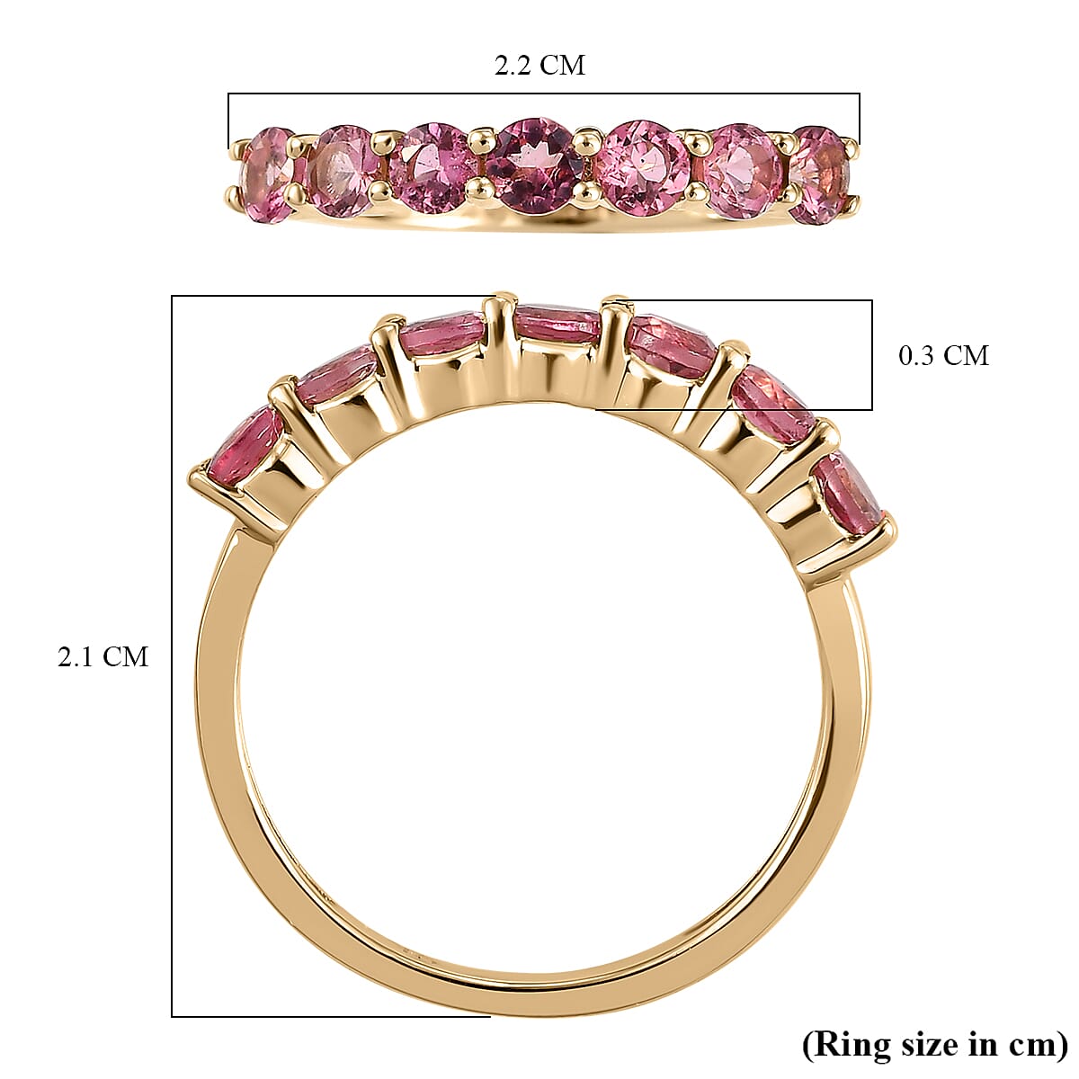 One Time Deal - 9K Yellow Gold Rubellite Half Eternity Ring One Time Deal - 9K Yellow Gold Rubellite Half Eternity Ring