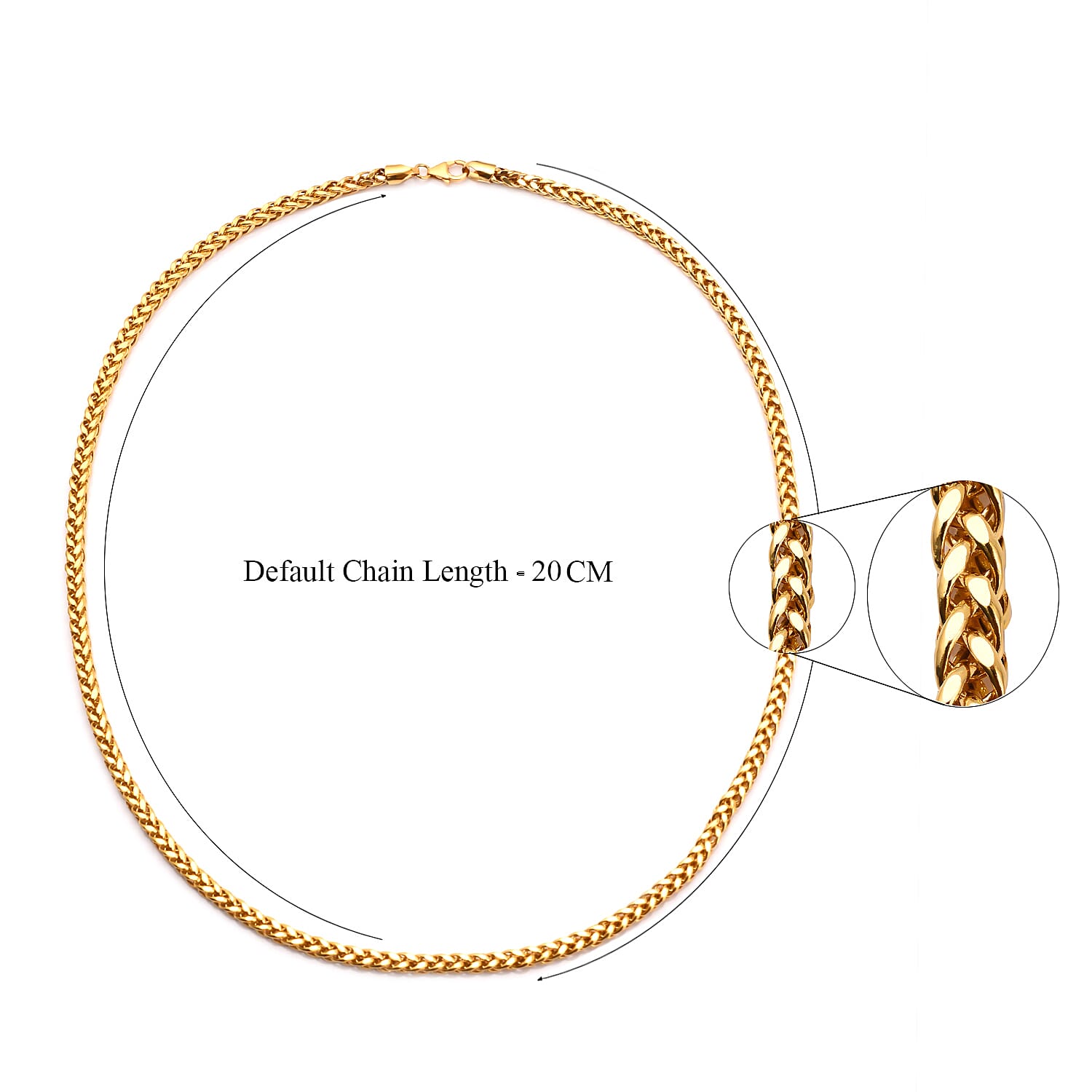 Collectors Edition- 22K (91.6 % Purity) Yellow Gold Spiga Necklace (Size - 22) with Lobster Clasp, Gold Wt. 21.40 Gms.