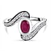 African Ruby and Cambodian Zircon Bypass Ring in Sterling Silver